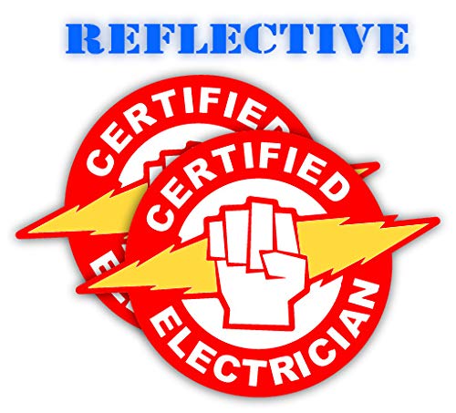 Reflective Certified Electrician Hard Hat Decal - High Visibility Helmet Sticker for Safety Compliance | Durable Lunch Box & Tool Box Label in Red/Yellow | Perfect for Construction Sites & Industrial Workplaces