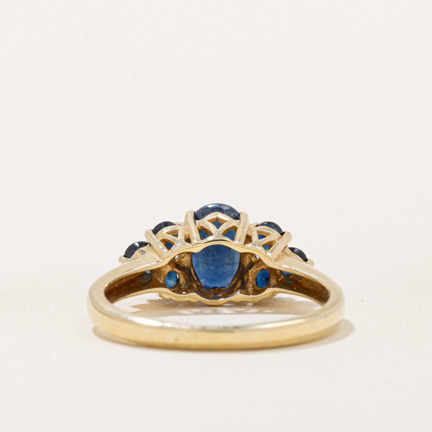 1.36ctw Sapphire & Diamond Cocktail Ring for Women - 0.05ctw Diamond Accents - Size 6 - Elegant Evening Party Jewelry Gift for Her