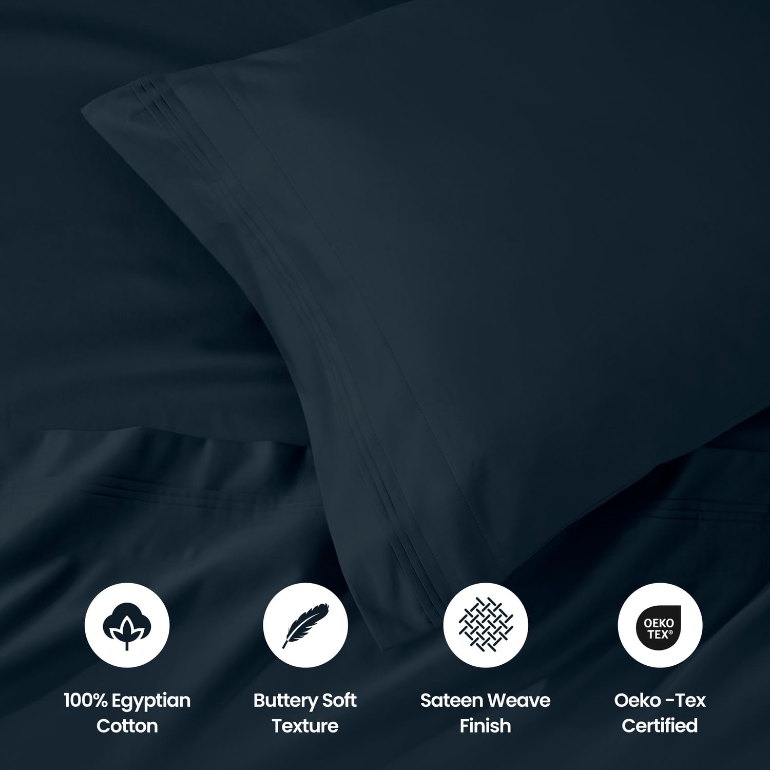 Premium 1000-Thread Count Egyptian Cotton Sheets Set - King Size Deep Pocket (18
