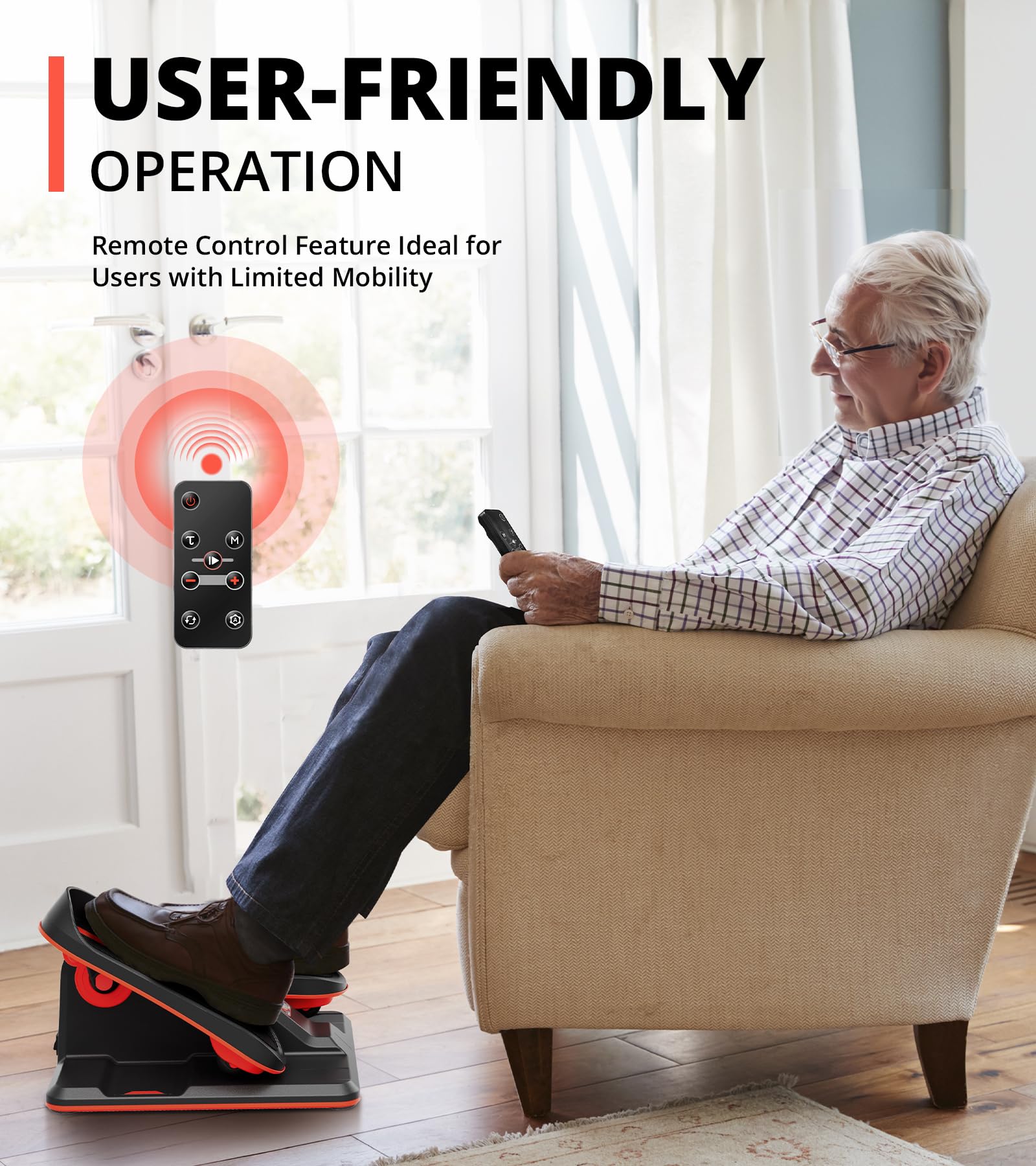 Under Desk Elliptical Machine - Portable Electric Leg Exerciser for Seniors & Adults with LCD Display & Remote Control - Compact Seated Elliptical Trainer with Anti-Slip Mat - Perfect for Office, Home Workout & Physical Therapy