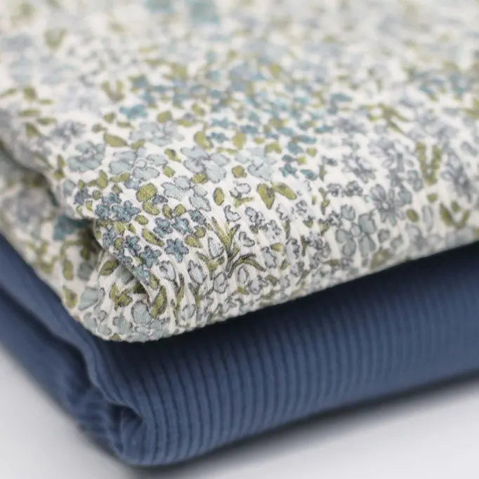 Blossom Mix Blue Jeans | Ribbed Knit Stretch Denim Pants for Women | Casual Wear & Everyday Outfits