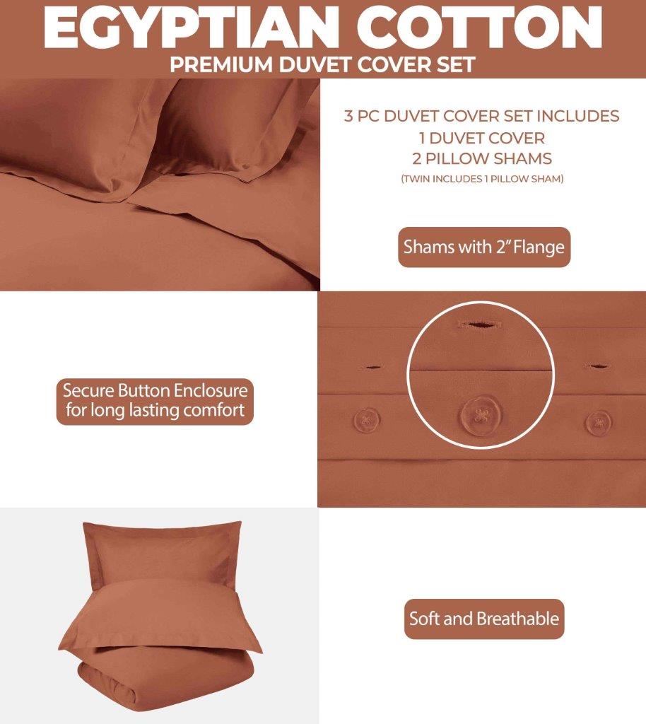Premium 100% Egyptian Cotton Duvet Cover Set - 300 Thread Count, Breathable & Soft Bedding for All Seasons - Perfect for Master Bedroom, Guest Room & Luxury Hotels