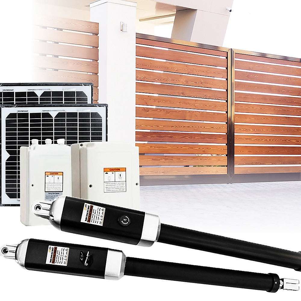1000KG 20W Solar Powered Double Swing Automatic Gate Opener with Remote Control - Ideal for Driveway, Farm, and Ranch Security Access