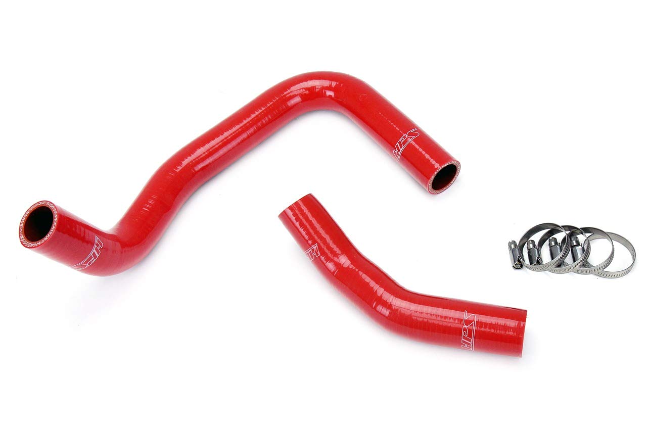 HPS 57-1202-RED Red Silicone Radiator Coolant Hose Kit - High Temperature Resistance, Perfect for Car Engine Cooling System, Automotive Repair & Performance Upgrade