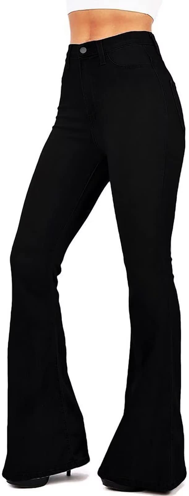 Women's High Waisted Bootcut Bell Bottom Jeans - KDF Flare Stretch Slimming Denim Pants for Casual Wear & Night Out