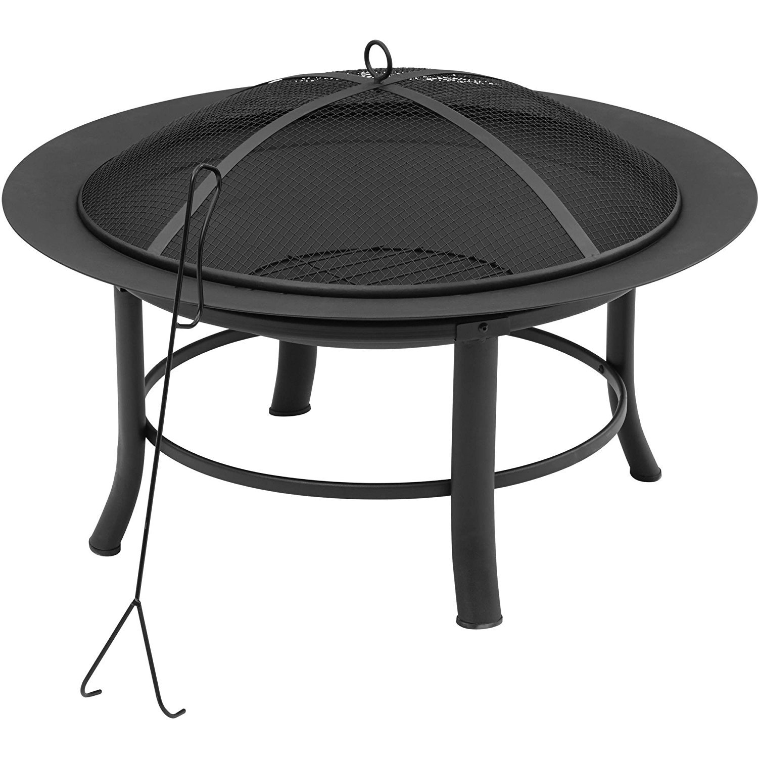 Mainstays 28-Inch Steel Patio Fire Pit with Hardware Bag - Outdoor Backyard Fireplace for Camping, BBQ & Garden Gatherings
