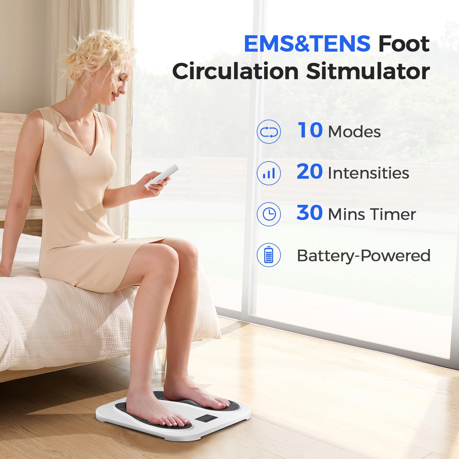 TENS EMS Foot Massager for Neuropathy Relief - 10 Modes & 20 Intensity Levels for Plantar Fasciitis, Swelling & Circulation - Ideal for Home Use & Gifts for Parents (FSA/HSA Eligible) - Perfect for Relaxation & Pain Management After Workouts or Long Standing