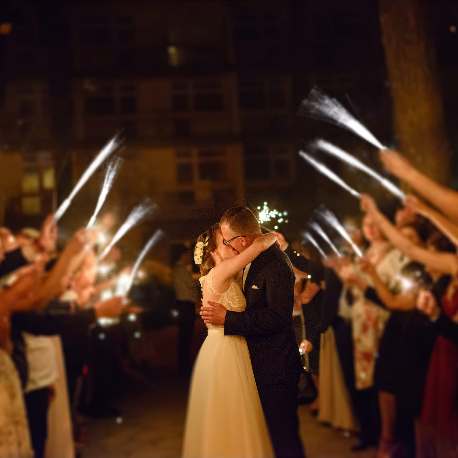 **80-Pack 14-Inch Fiber Optic LED Magic Wands - White Glow Sticks with 3 Light Modes for Weddings, Bridal Showers, Birthdays & Dark Parties | Flashing Sparklers for Dance Performances & Nighttime Celebrations**