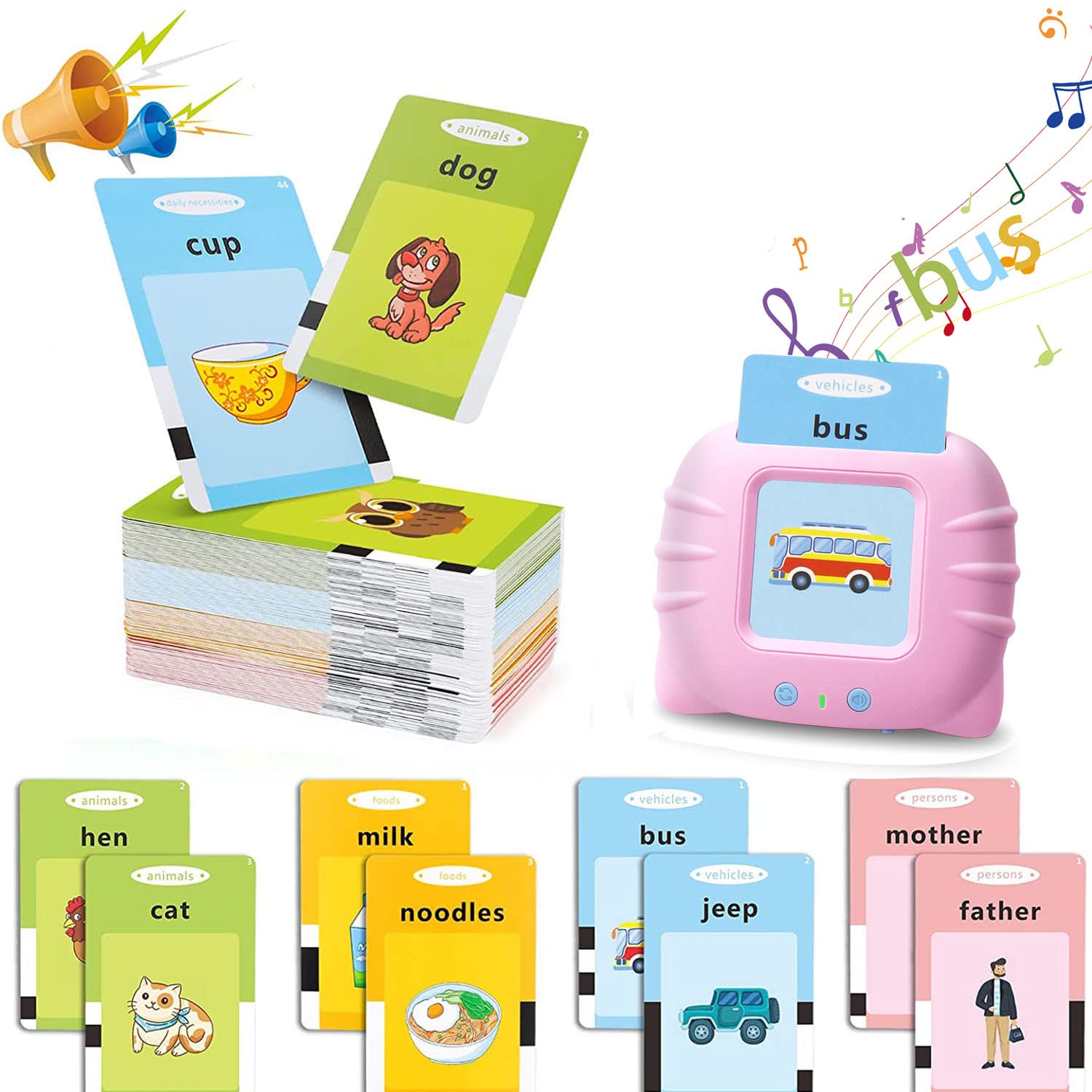 Educational Talking Flash Cards for Toddlers Ages 2-6 | 224 Words Audible Learning Toys for Speech Therapy, Autism & Early Childhood Development | Perfect Birthday Gifts for Boys & Girls | Ideal for Home Learning, Classroom Activities & Travel Entertainment