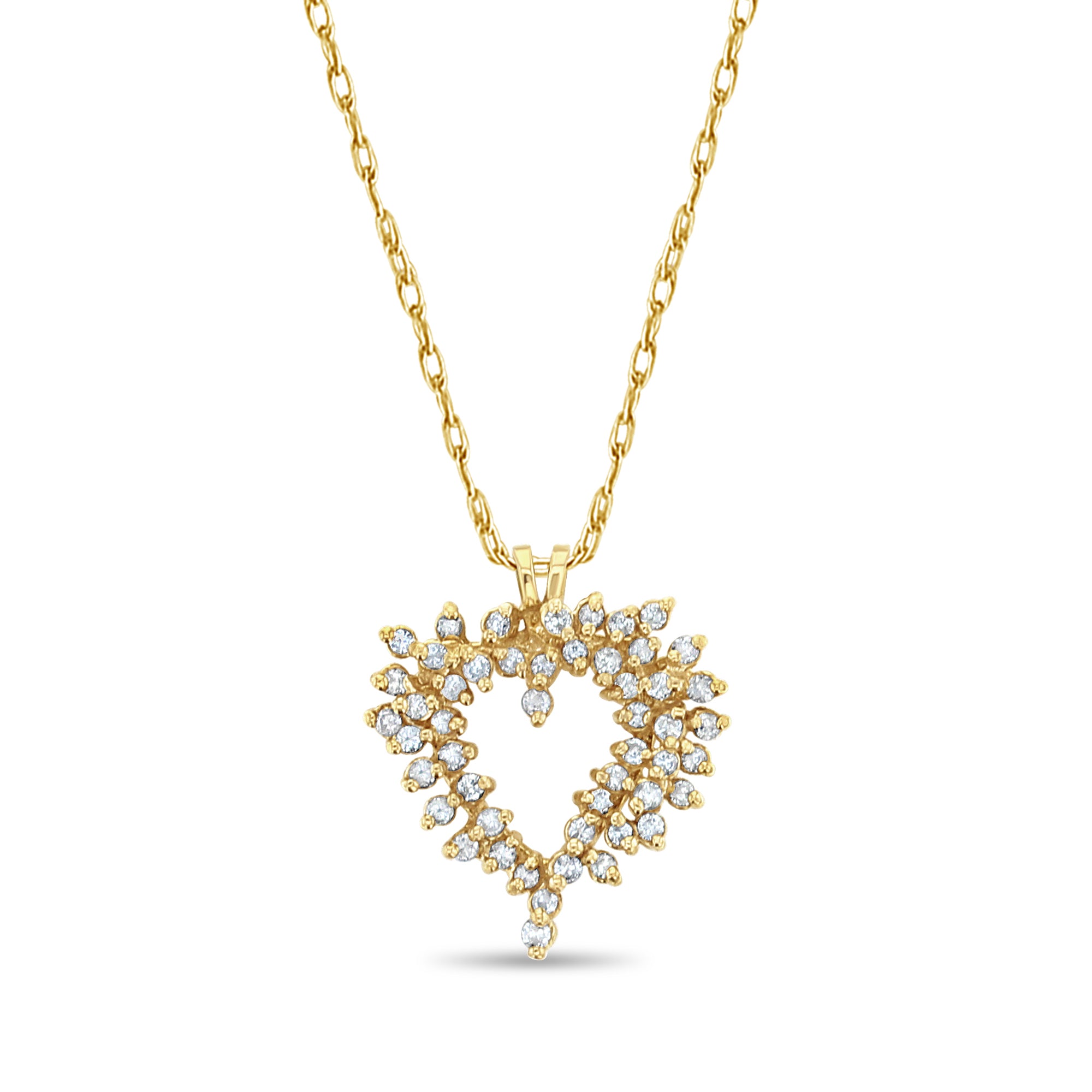 0.50 Carat Diamond Heart Pendant Necklace in 14K Yellow Gold - Perfect for Valentine's Day Gifts, Anniversary Presents & Romantic Occasions