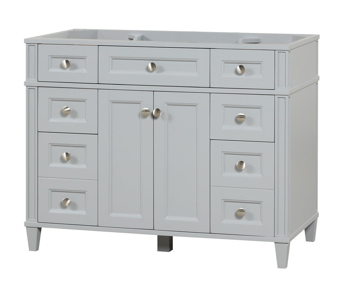 Kensington 41.5 Inch Solid Wood Bathroom Vanity Cabinet Only in Metal Gray - Perfect for Modern Bathroom Renovation & Home Decor