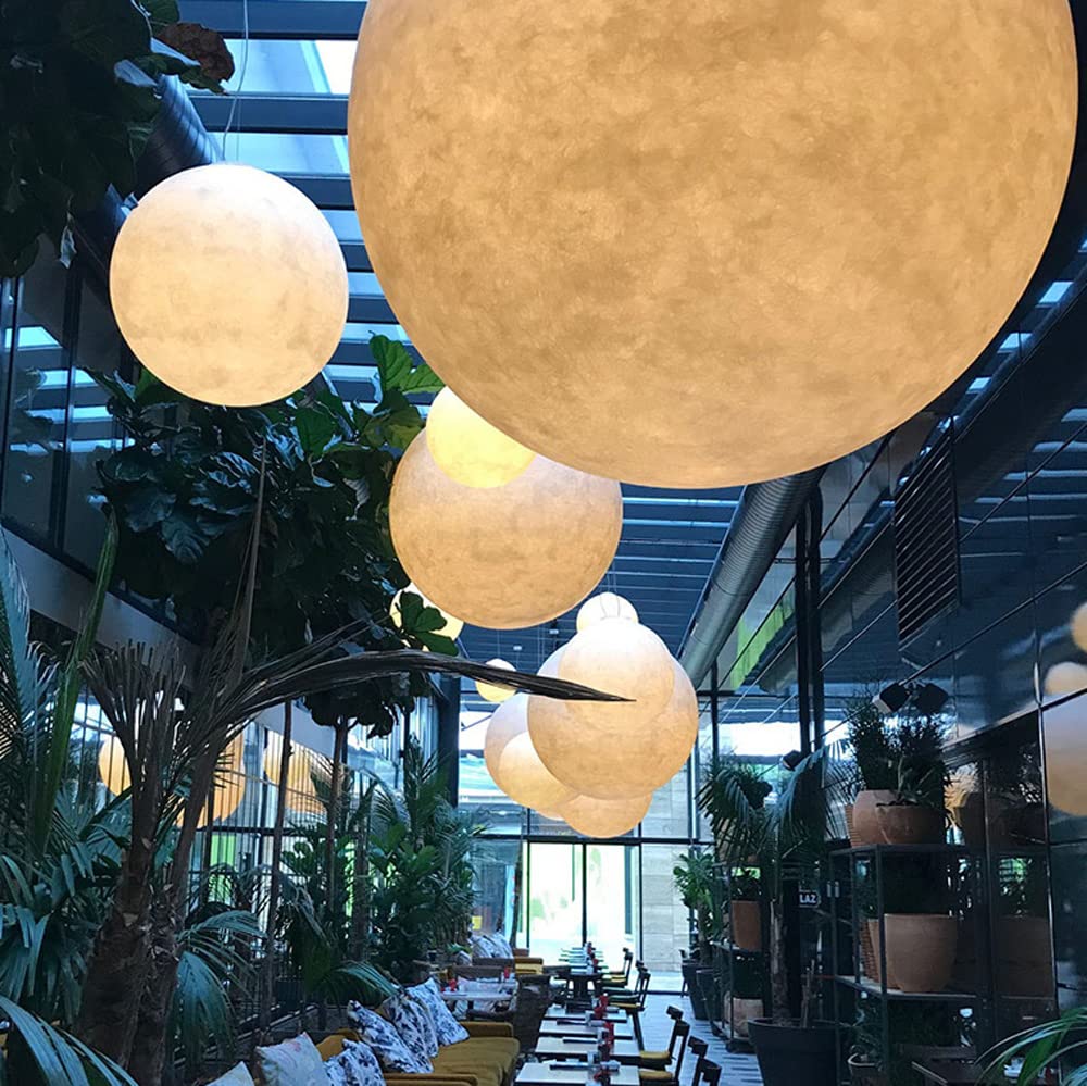 3D Printed Moon Pendant Lamp - Modern Planet Ceiling Light Fixture for Home, Office, Bar & Cafe Decor - Kids Room Night Light & Unique Globe Chandelier (1-Light) - Perfect for Bedroom, Nursery & Themed Spaces