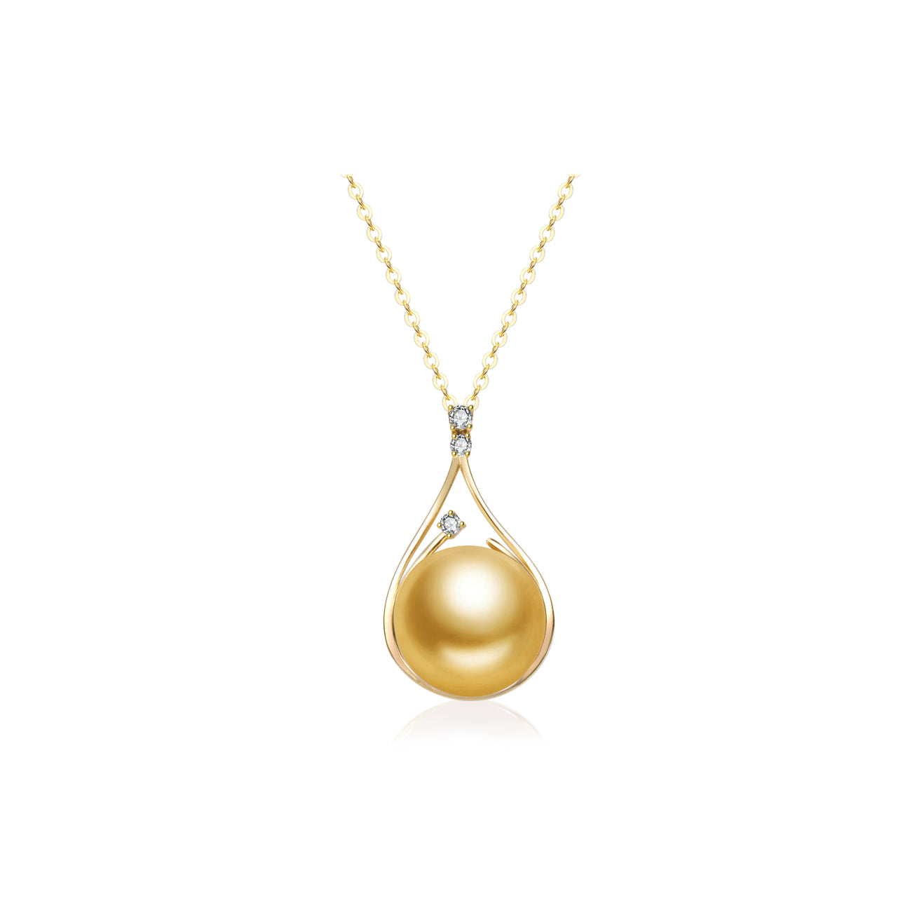 18K Solid Gold South Sea Golden Pearl Necklace KN00306 - Luxury Pearl Jewelry for Women, Elegant Bridal Gift, Anniversary Present & Formal Occasion Wear