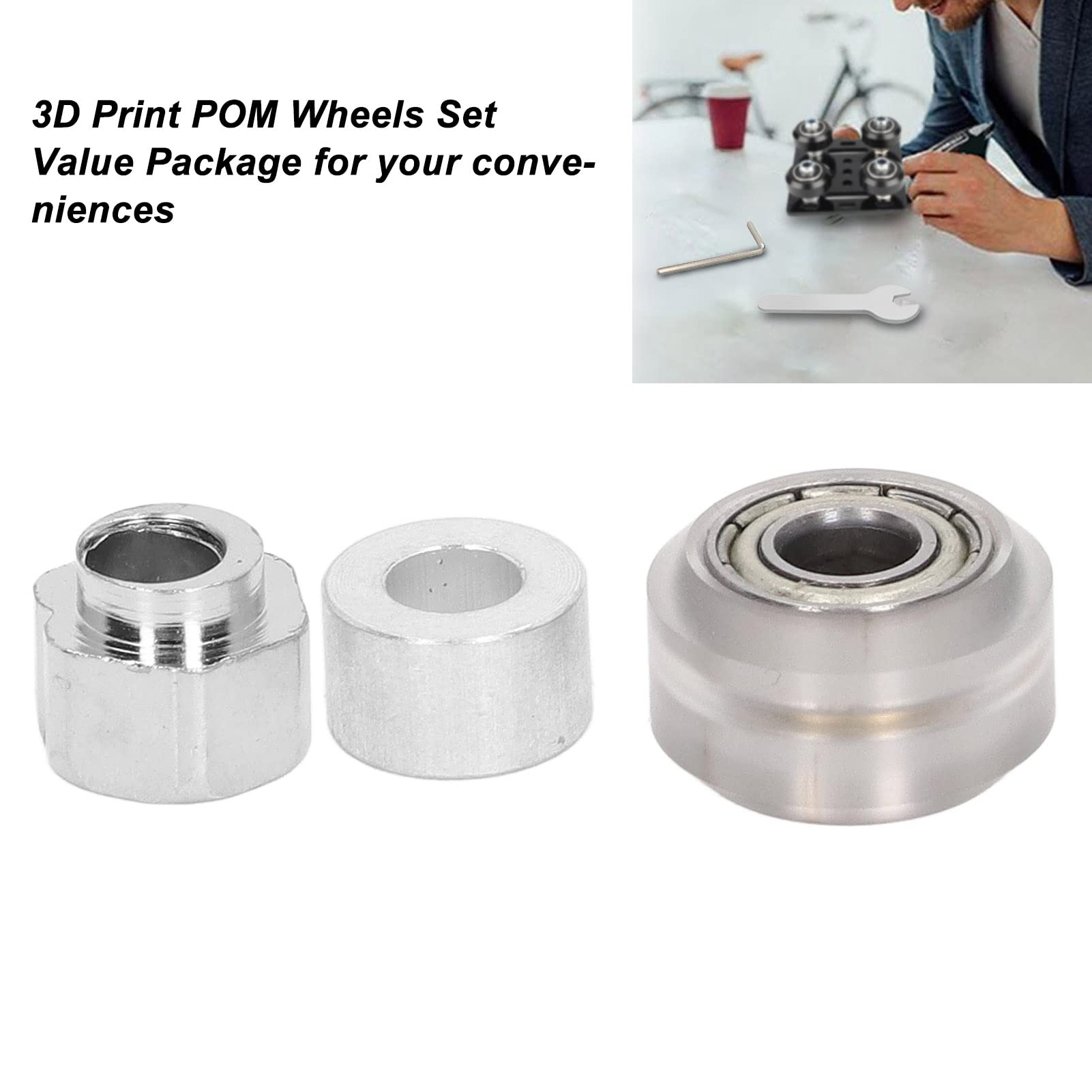 Hilitand 3D Printer POM Pulley Wheel Set with Rubber Bearing & Eccentric Spacer - Smooth Motion for Creality Ender 3, CR-10 - Upgrade Your 3D Printing Precision (Transparent Pulley)