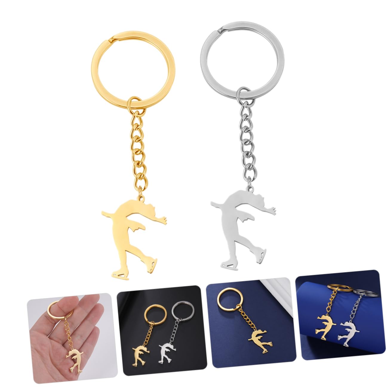 BESPORTBLE 2PCS Ice Skating Charm Keychain - Stainless Steel Boot Shaped Keyring for Skating Fans - Perfect for Party Favors, Gifts & Winter Sports Enthusiasts