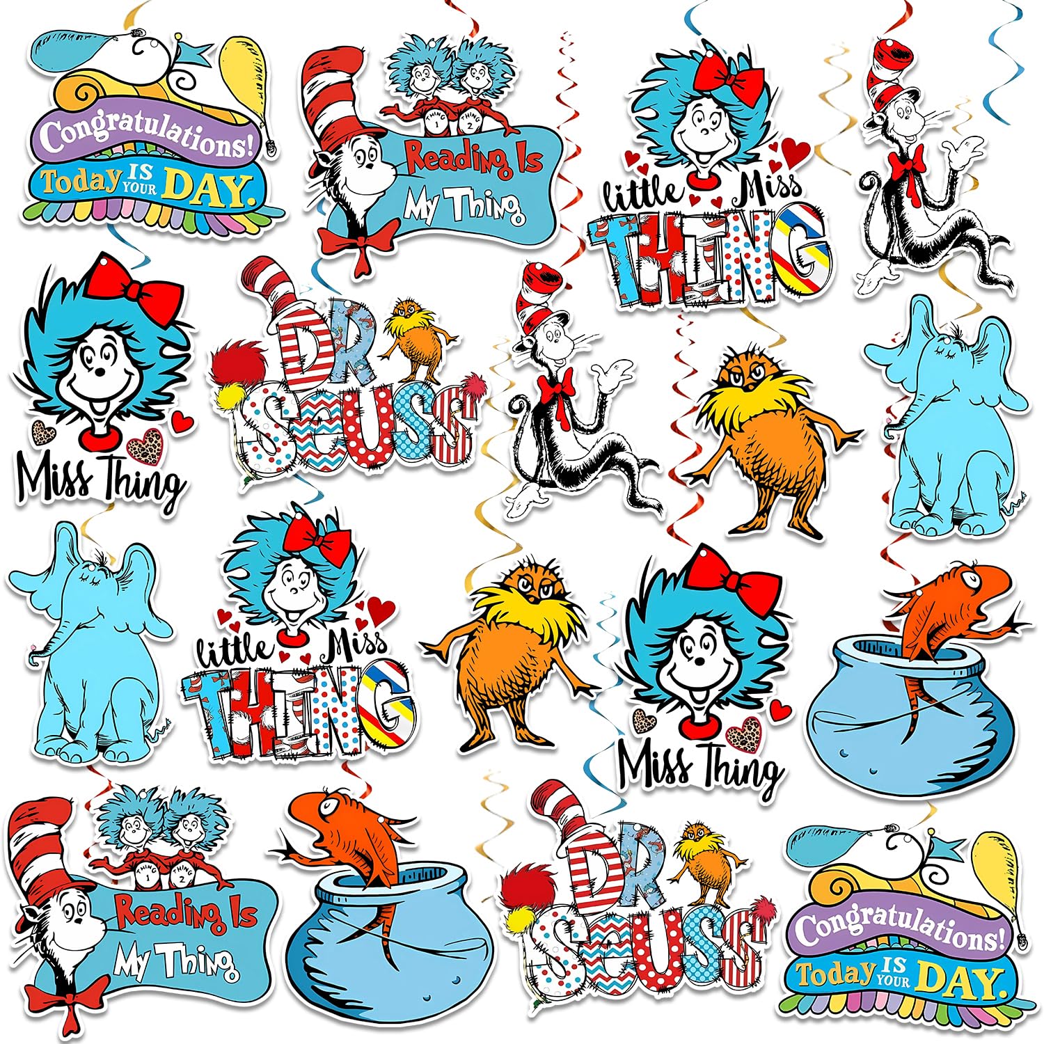 36Pcs Cat Theme Birthday Party Decorations - Hanging Foil Swirls & Whirls for Ceiling Decor | Perfect for Kindergarten Graduation, Classroom Decorations & Kids' Party Supplies | Great for Birthday Celebrations, School Events & Baby Showers