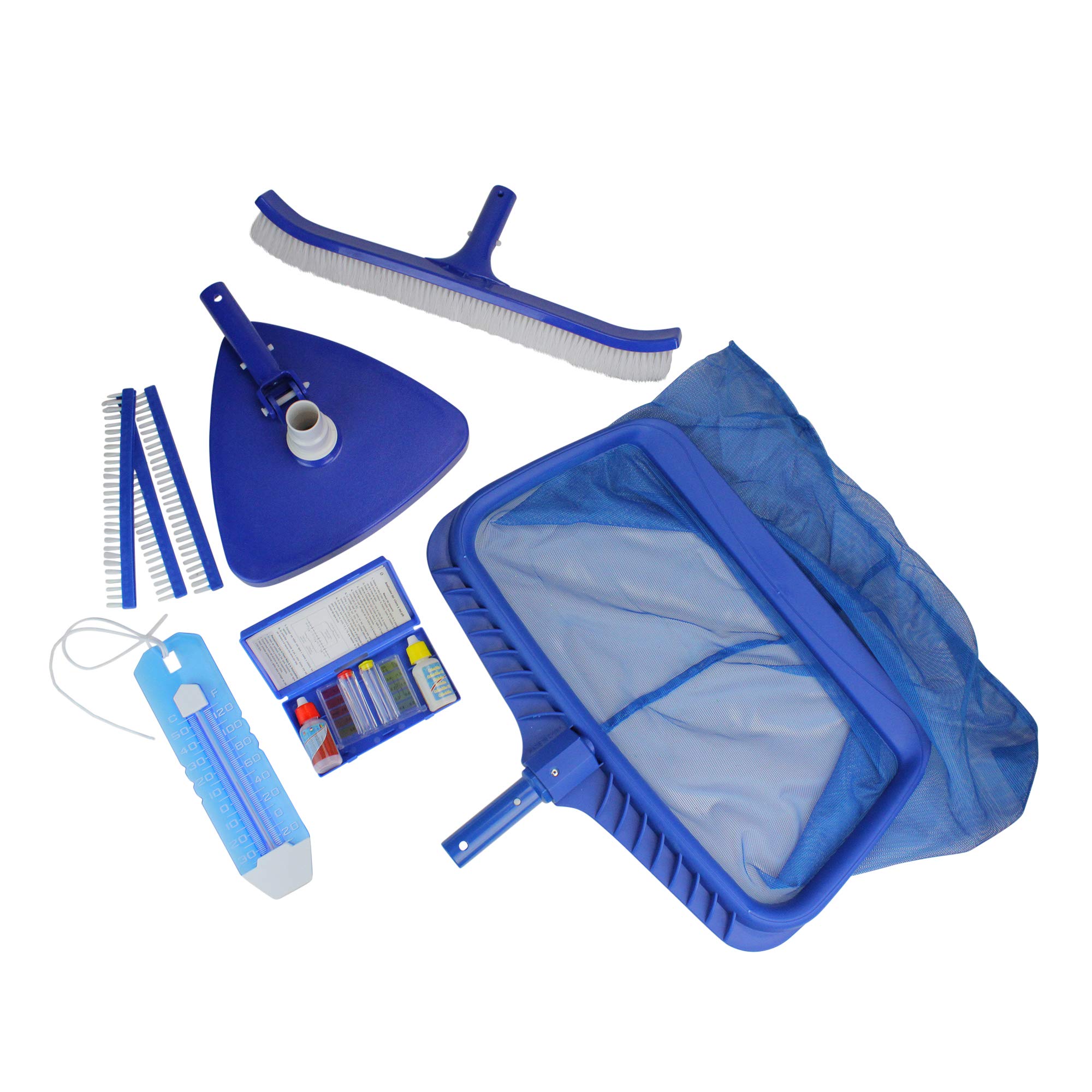 5-Piece Deluxe Pool Cleaning, Maintenance & Water Test Kit Set - Complete Swimming Pool Care Solution for Crystal Clear Water All Season