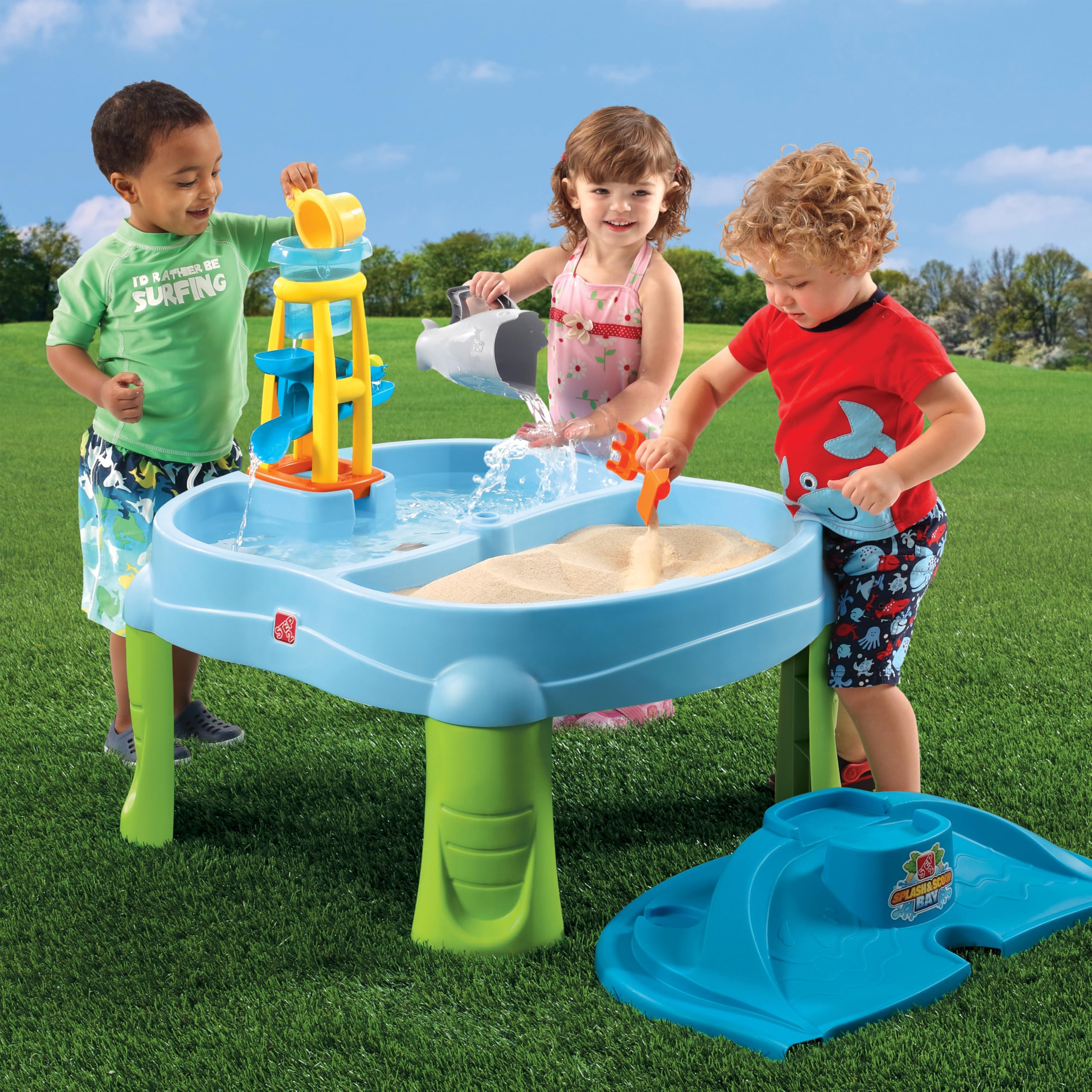 Step2 Splash & Scoop Bay - Kids Sand & Water Sensory Activity Table with 7-Piece Accessory Kit | Outdoor Summer Toys for Toddlers Ages 2+ | Perfect for Backyard Play, Beach Fun & Sensory Development