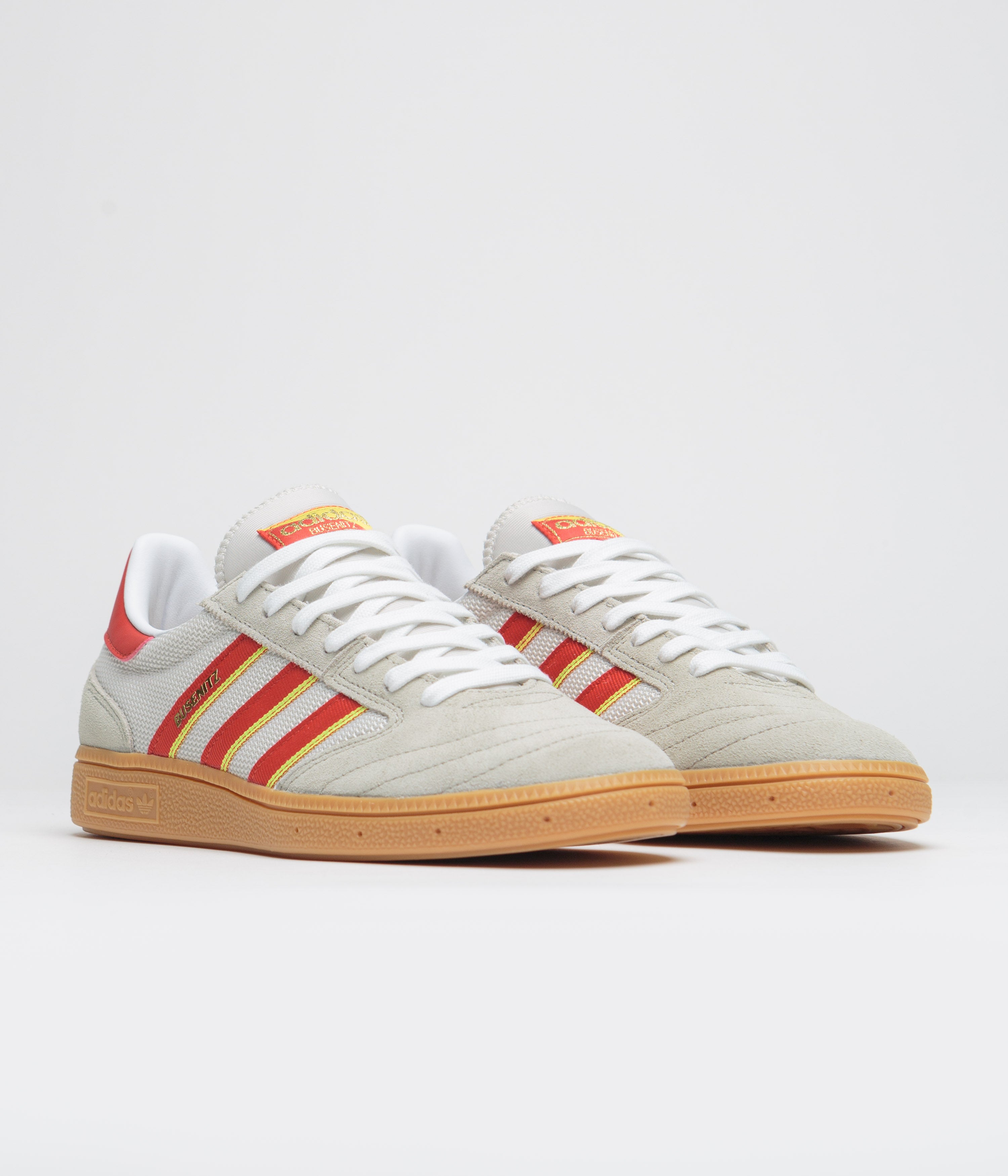 Adidas Busenitz Vintage Sneakers - Feather Grey, Red & Orbit Grey | Classic Skateboarding Shoes for Men | Perfect for Streetwear & Casual Wear