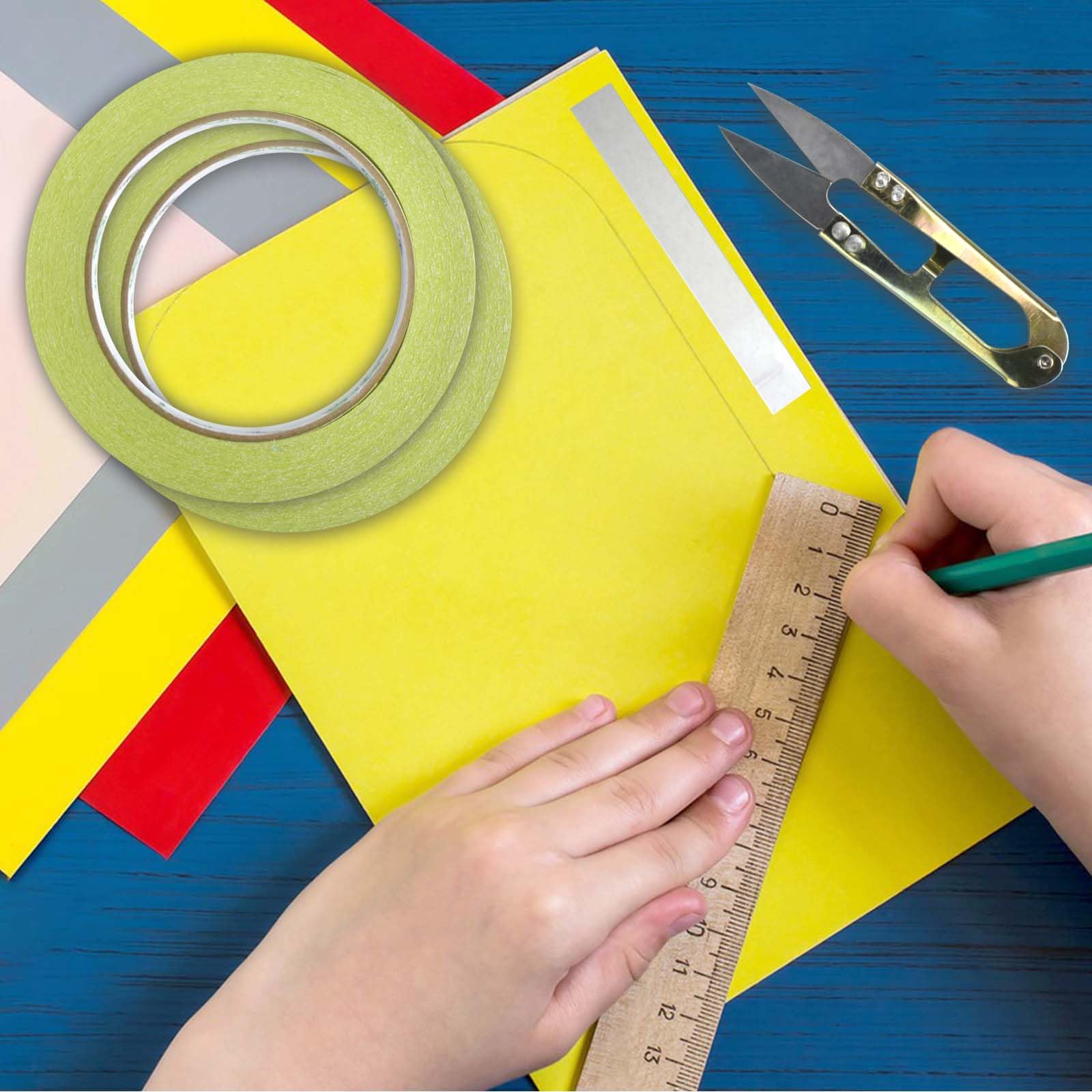 Double-Sided Sticky Fabric Tape 4 Rolls - Multi-Size Hemming Tape with Scissors | Strong Adhesive Cloth Tape for Gift Wrapping, Arts & Crafts, Card Making, Carpet Repair & Curtain Hemming (22 Yards) | Perfect for DIY Projects, Home Decor & Sewing Fixes