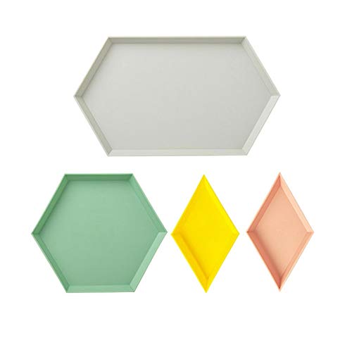 Nordic Style 4-Piece Plastic Dinner Plate Set - Geometric Mosaic Design Snack Plates for Fruits, Desserts, and Appetizers | Perfect for Living Room Snacking, Dinner Parties, and Outdoor Picnics
