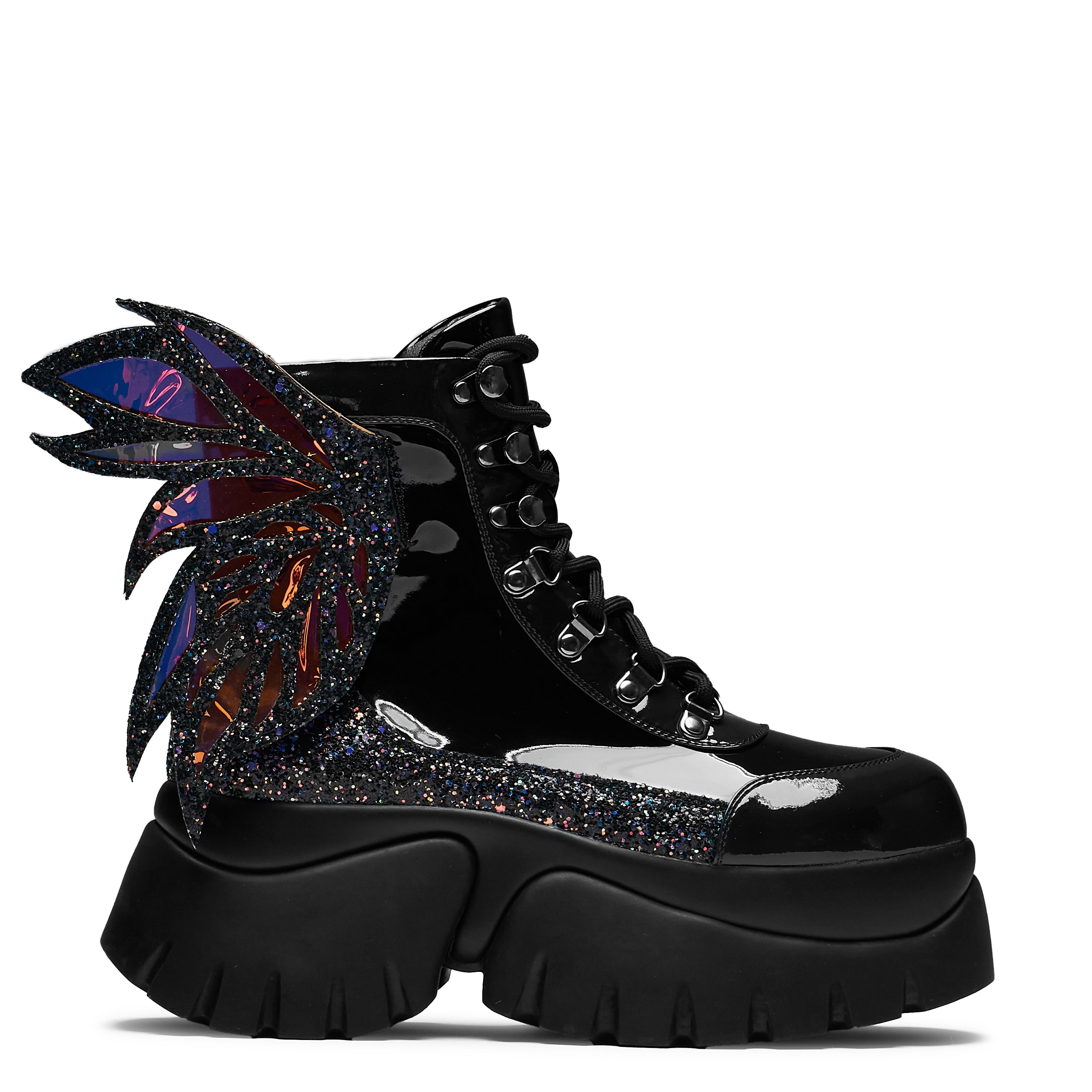 Gothic Evil Fairy Queen Boots - Black Knee High Lace Up Boots for Women | Perfect for Cosplay, Halloween, and Dark Fantasy Outfits