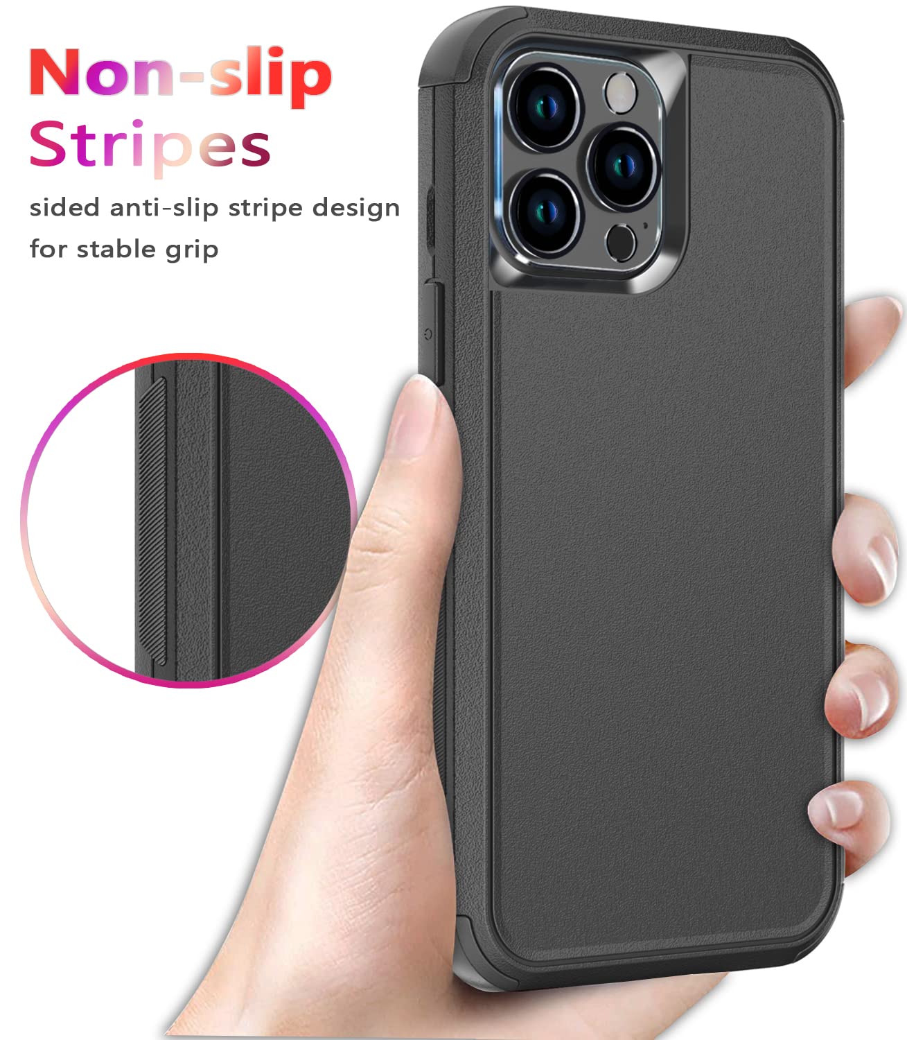 Shockproof Heavy Duty iPhone 13 Pro Max Case with Tempered Glass Screen Protector & Camera Lens Cover - Drop Proof Protection for Apple iPhone 13 Pro Max (Black) | Perfect for Outdoor Adventures, Construction Work & Active Lifestyles