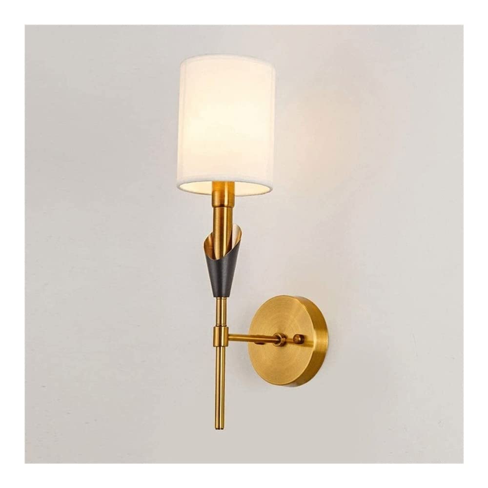 Vintage Industrial Wall Sconce - Nordic Style Fabric Shade Bedside Lamp - Creative Decorative Lighting for Living Room, Bedroom, Kitchen & Stairway - Perfect for Home, Hotel and Restaurant Ambiance (1-Light)