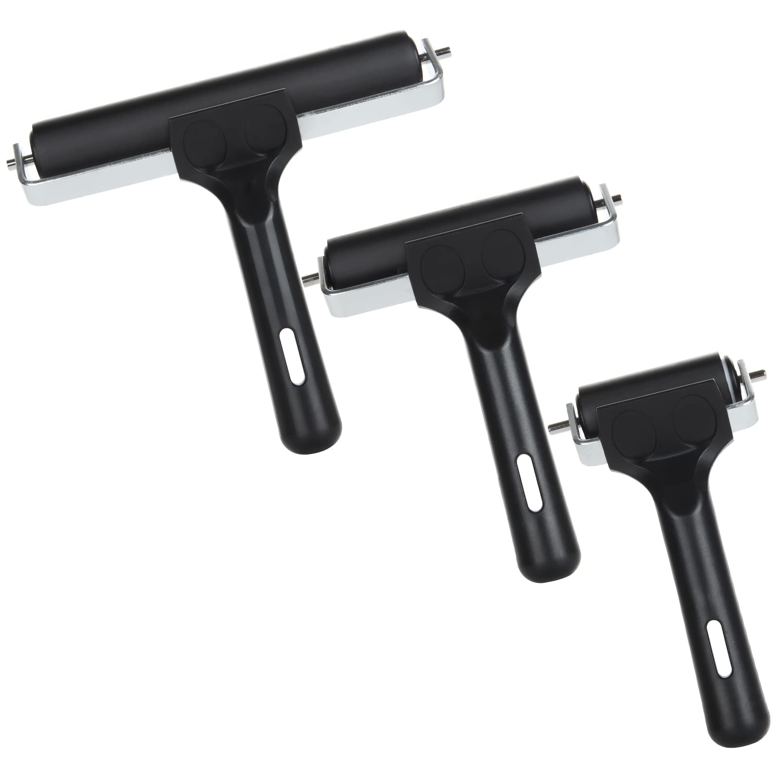 LOLYSIC 3-Piece Rubber Brayer Rollers Set for Block Printing & Gel Plate Art - 6cm, 10cm, 15cm Ink Rollers for Printmaking, Stamping & DIY Crafts - Perfect for Artists, Scrapbooking & Classroom Projects