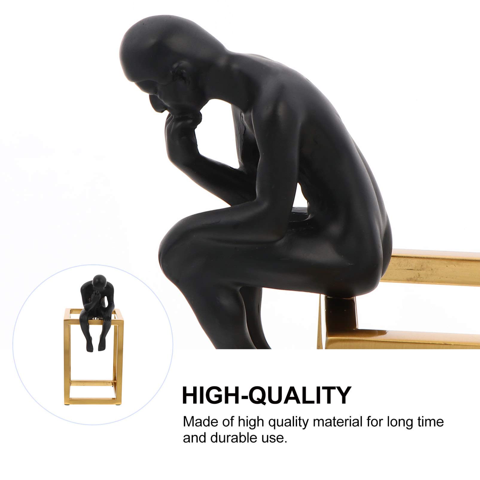 BESPORTBLE Little Black Iron Thinker Statue - Desktop Decor, Tabletop Ornament, Photography Prop | Perfect for Home Office, Bookshelf Display & Artistic Photography Backdrops