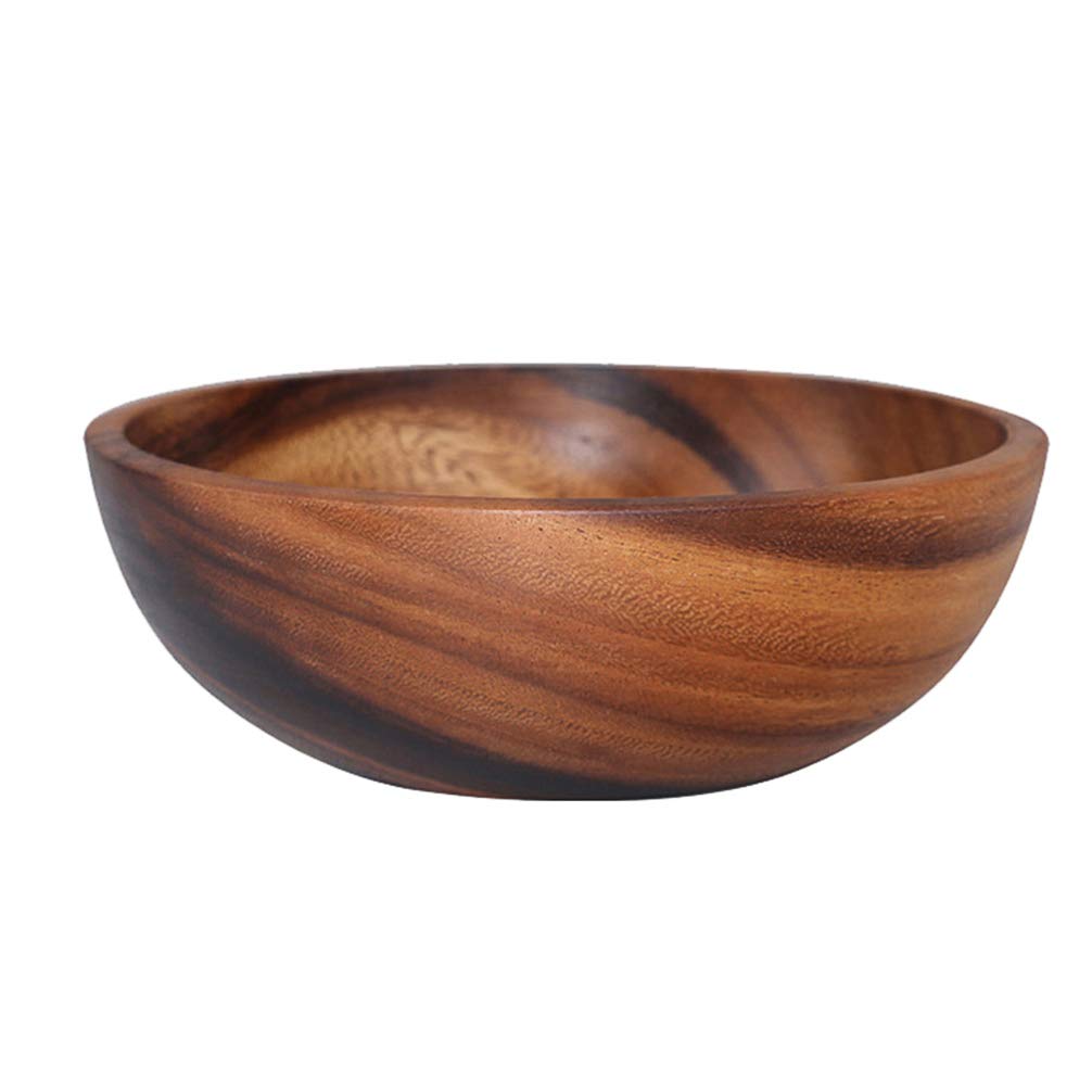 HEMOTON Large Wooden Bowl - 9.5 Inch Fruit & Salad Serving Bowl for Home, Restaurant, Dining (24x7.5cm) - Perfect for Entertaining, Parties & Rustic Kitchen Decor