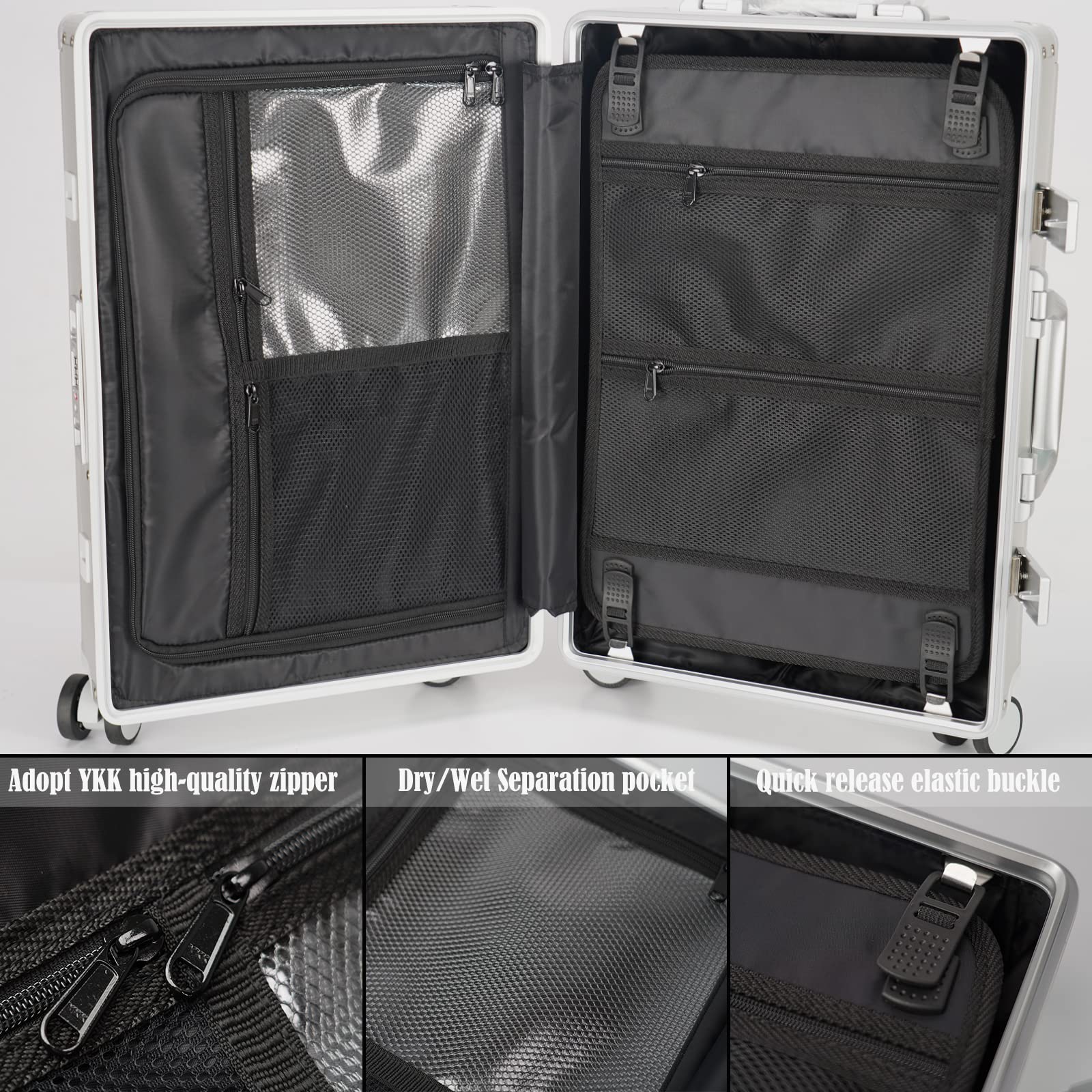 25 Inch Aluminum Hardside Spinner Luggage with TSA Locks - Durable Checked Suitcase for Travel (Gunmetal Gray) | Perfect for International Flights, Business Trips & Vacation Packing