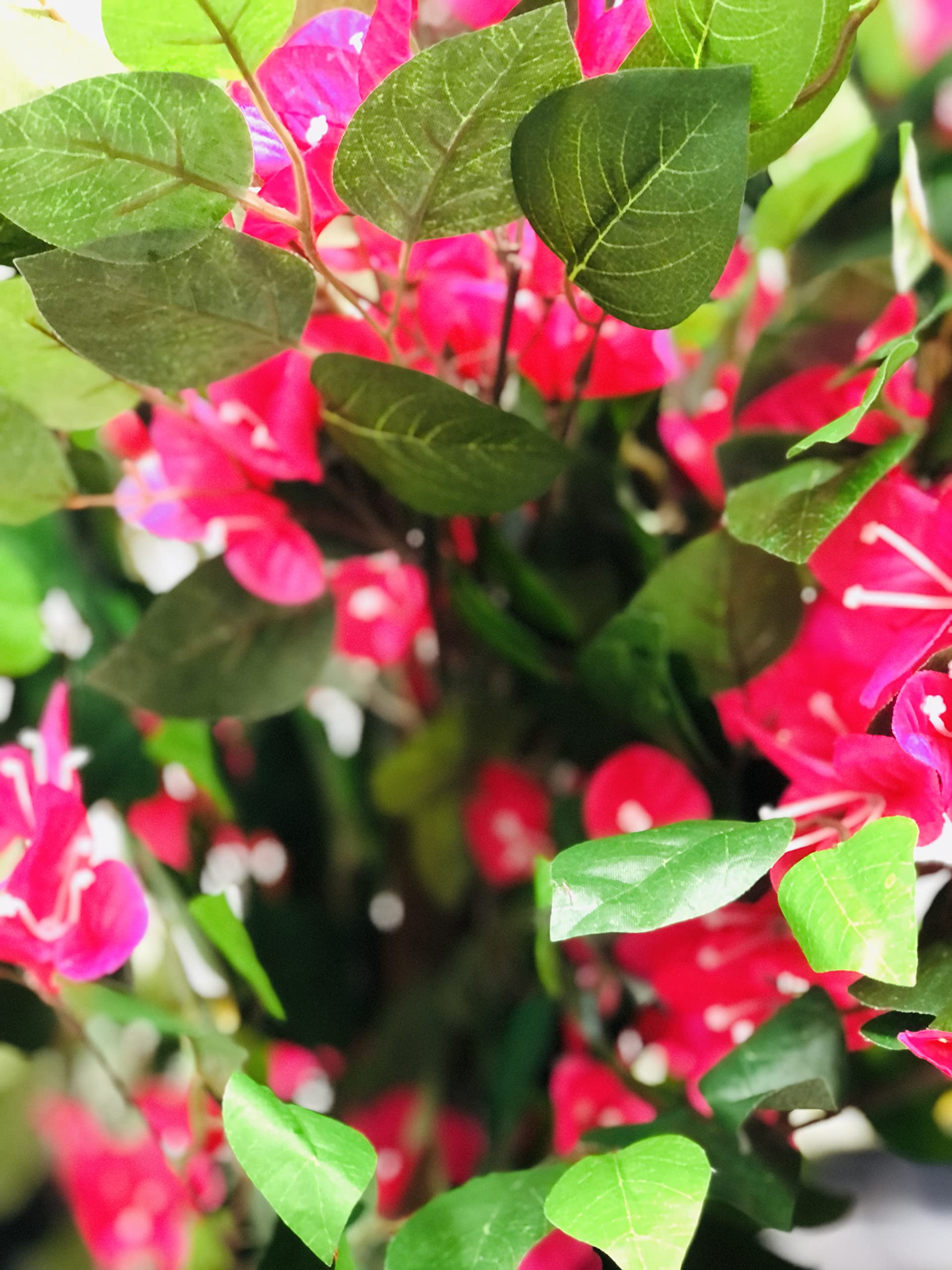 AMERIQUE 5ft Realistic Artificial Bougainvillea Tree with Blooming Red & Green Flowers, Natural Wood Trunk & Nursery Pot - Perfect for Home Decor, Office, Garden, and Indoor/Outdoor Landscaping