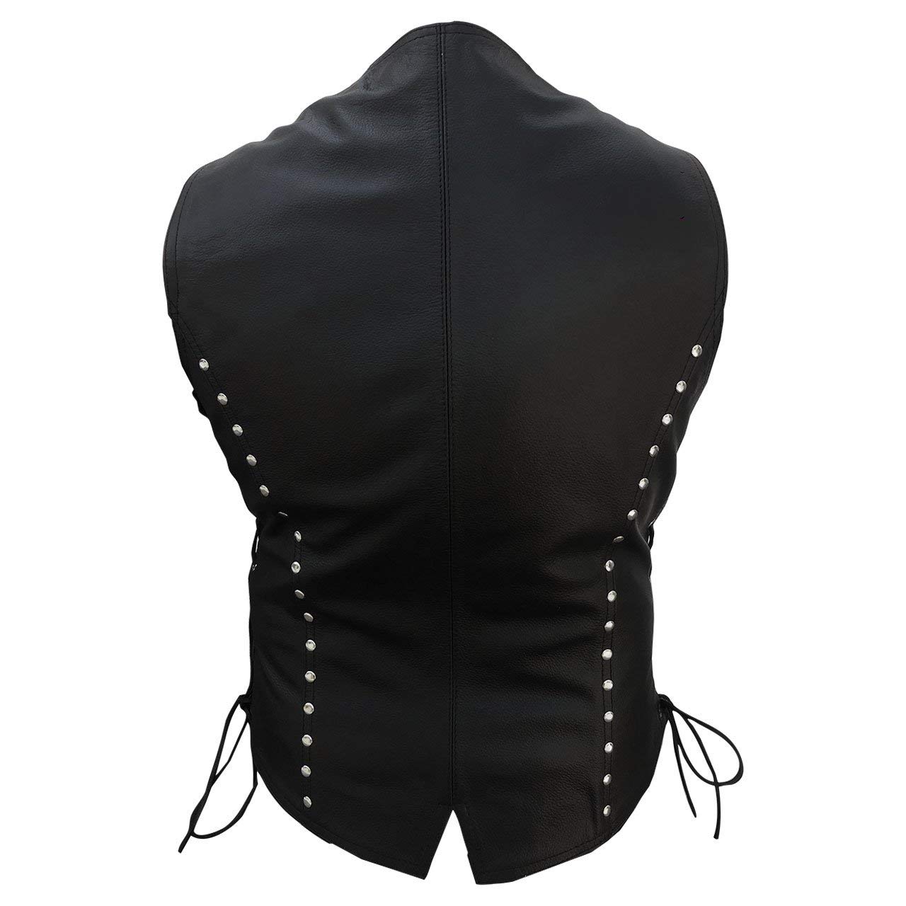 Sexy Women's Black Leather Biker Vest - Genuine Leather Motorcycle Waistcoat for Ladies - Perfect for Riding, Parties & Fashion Outfits