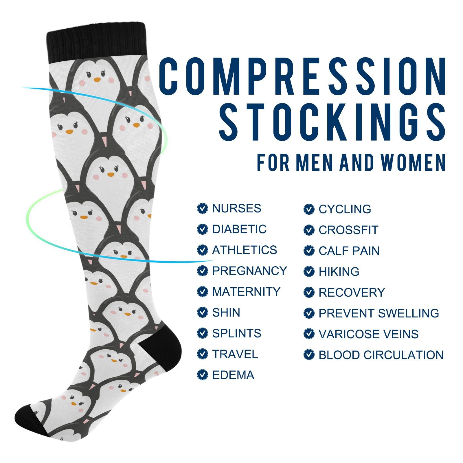 Wusikd Black Cats Compression Socks for Women & Men - Athletic Running Socks with Cute Design - Improves Blood Circulation - Perfect for Running, Travel & Work