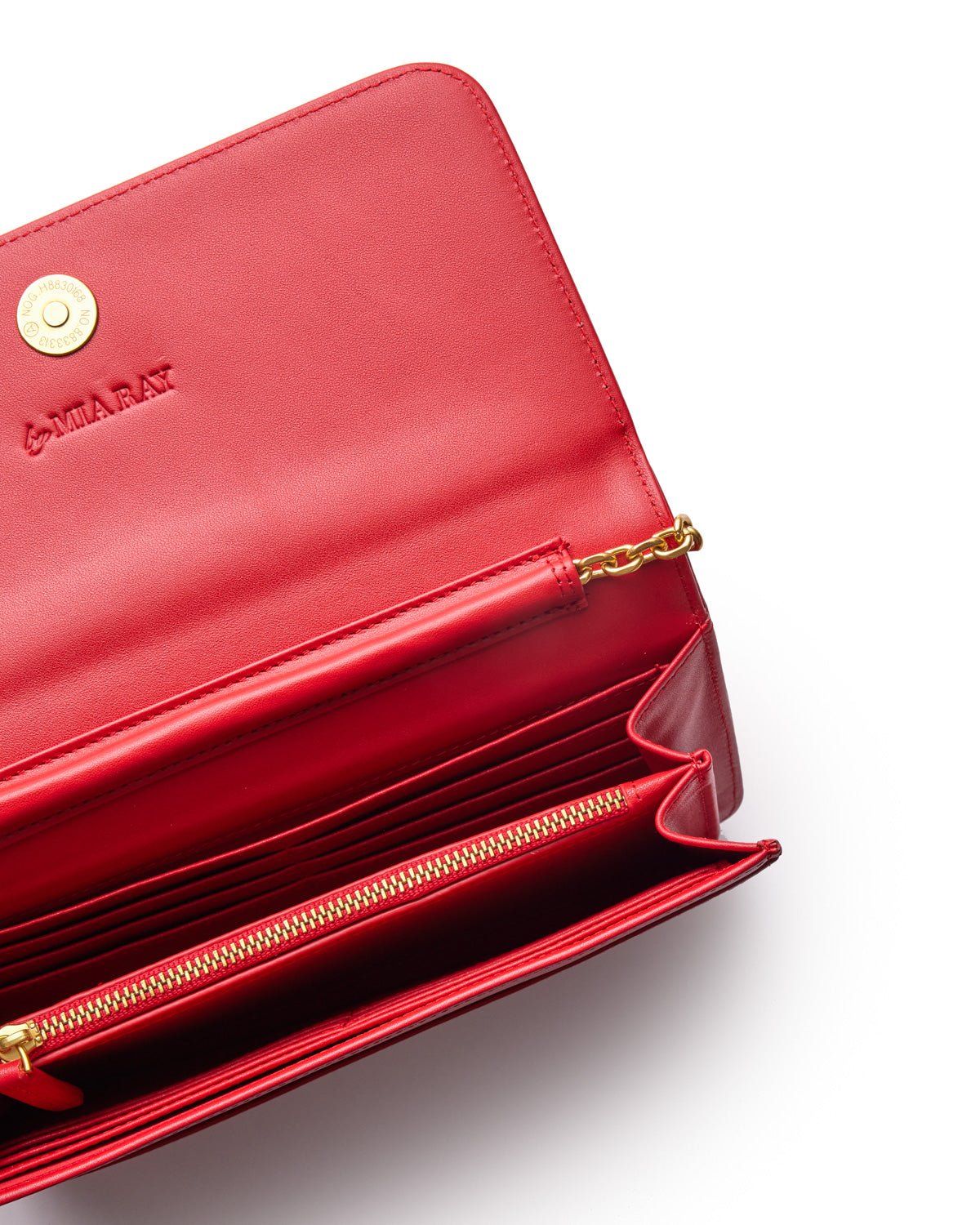 Luxury Monogram Gold Women's Wallet on Chain (WOC) Handbag - Elegant Red Crossbody Purse for Evening Parties, Date Nights & Special Occasions