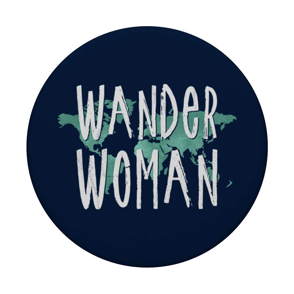 World Map Wander Woman Travel Phone Grip & Stand - Durable PopSocket for Phones & Tablets - Perfect for Travel, Commuting, and Hands-Free Viewing
