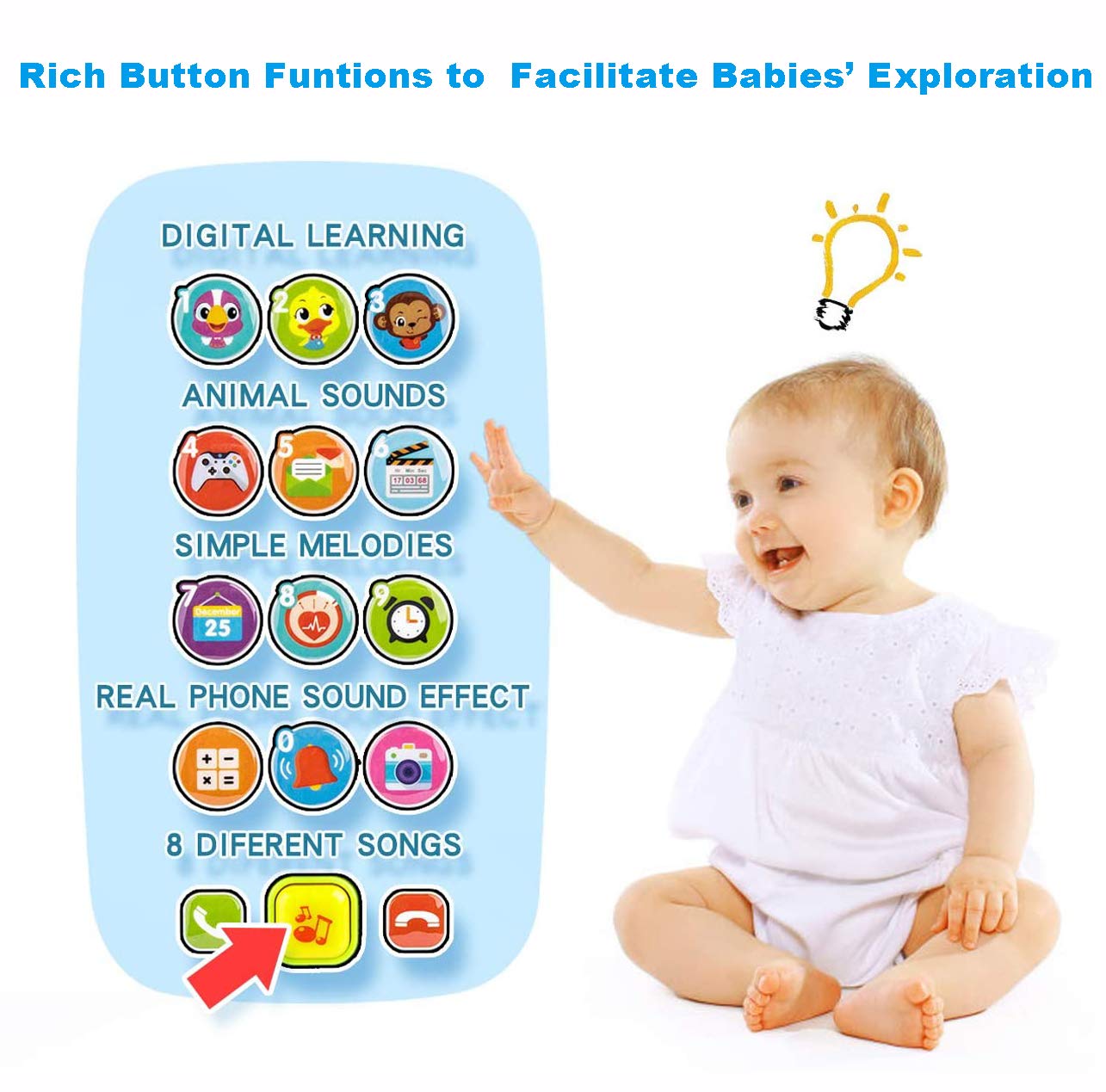 HOLA Educational Toy Phone for 1 Year Old Girls - 15 Interactive Functions, Learning & Development Baby Toys 12-18 Months, Toddler Girl Gift (Pink) | Perfect for Easter Basket Stuffers, Birthday Presents & Early Childhood Learning Activities