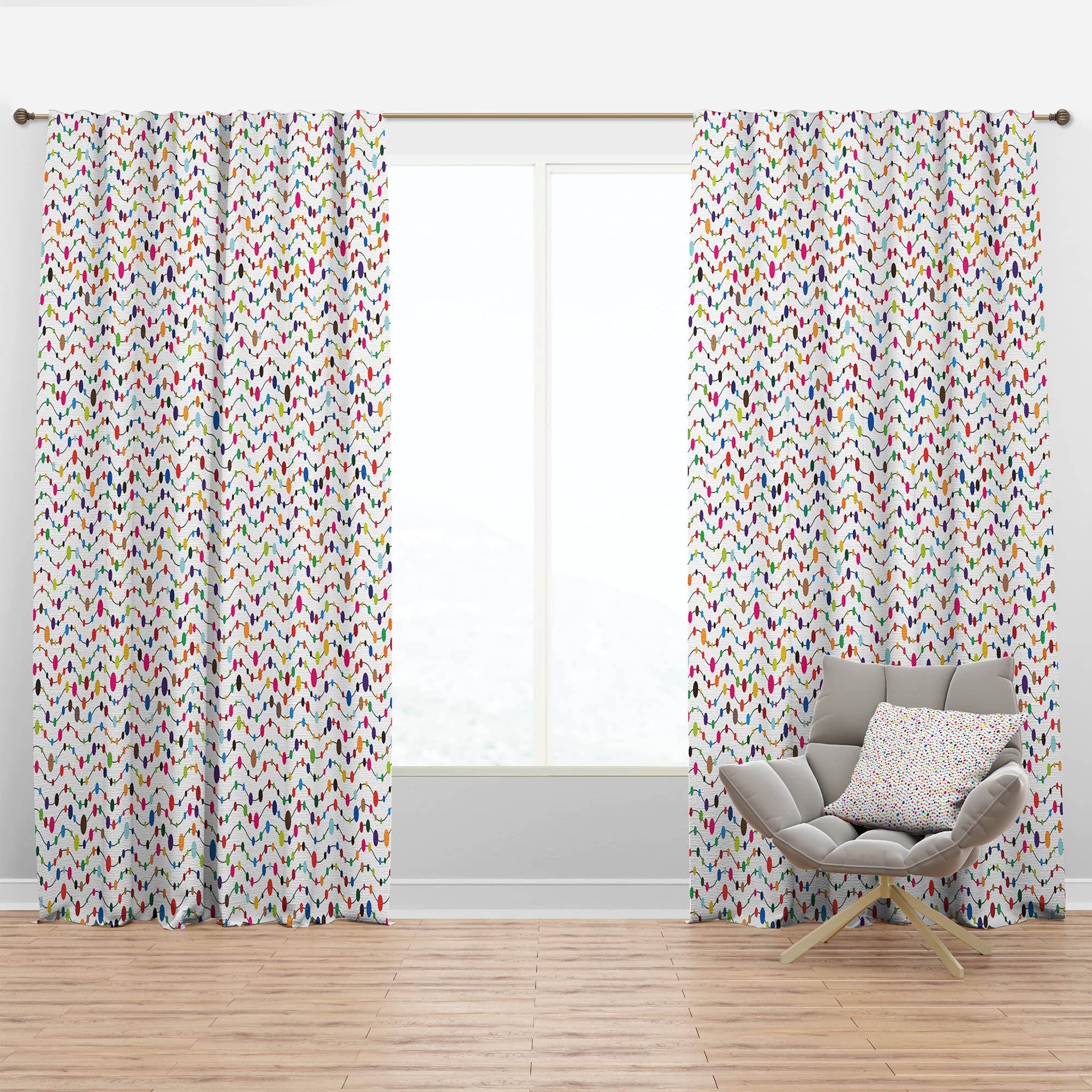 DesignQ Blackout Curtains 'Color Waves of Polka Dots' - Thermal Insulated Single Panel (52x95 inches) for Bedroom & Living Room - Noise Reducing & Energy Saving Window Drapes - Perfect for Home Theater, Nursery, and Shift Workers