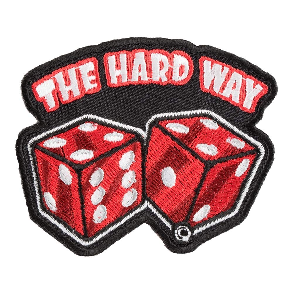 PatchStop Dice Red The Hard Way Iron On & Sew On Patches - 3x2.5 Inch Embroidered Gambling Design for Clothing, Jeans, Jackets & Bags - DIY Decorative Patches for Casino Theme Outfits & Accessories