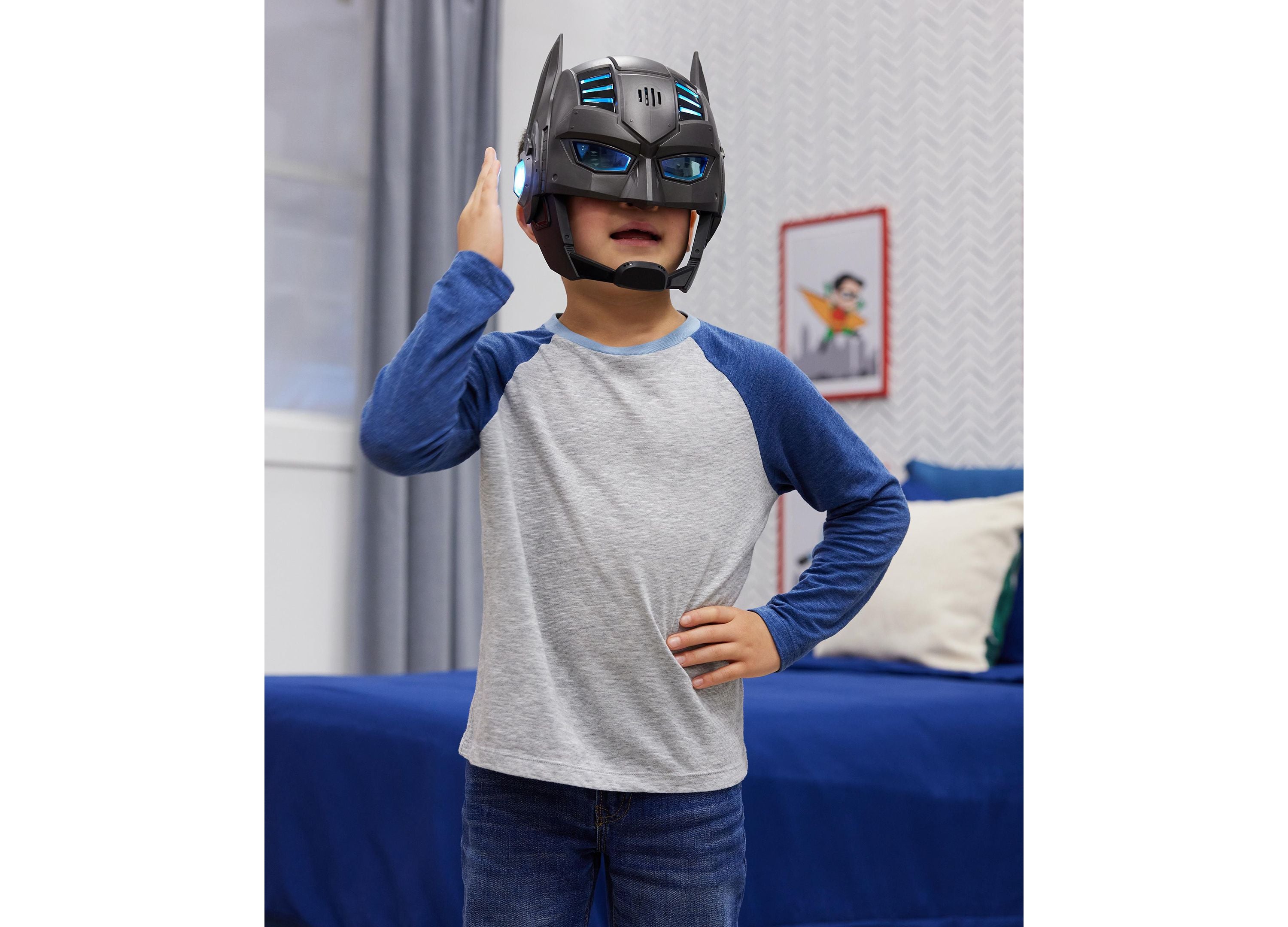 DC Comics Interactive Armor Up Batman Mask with Sounds & Lights - Role Play Costume for Kids & Adults, Perfect for Halloween & Cosplay Parties