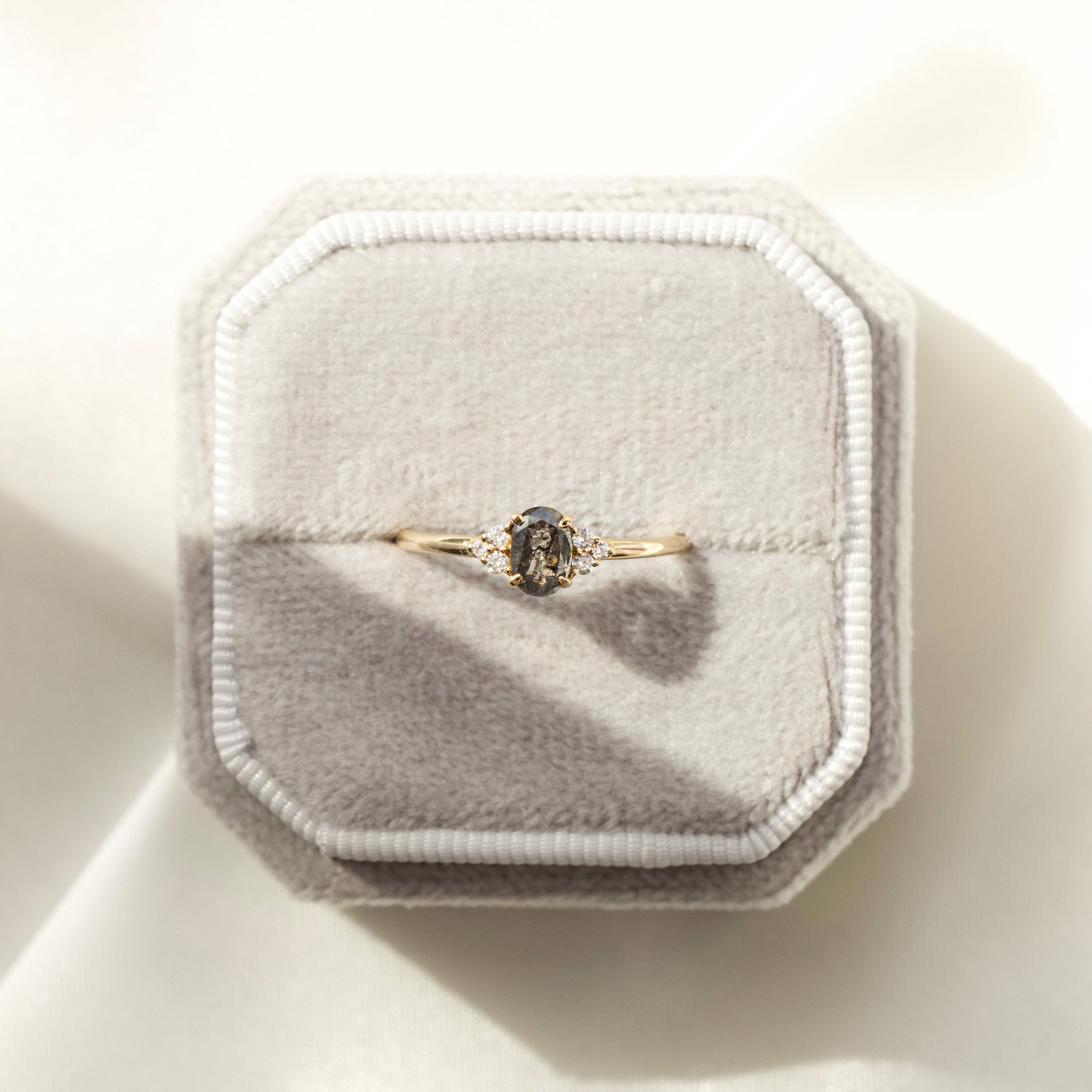 Imogen Salt and Pepper Diamond Ring - Unique Handcrafted Engagement & Wedding Band for Women - Perfect for Everyday Wear & Special Occasions