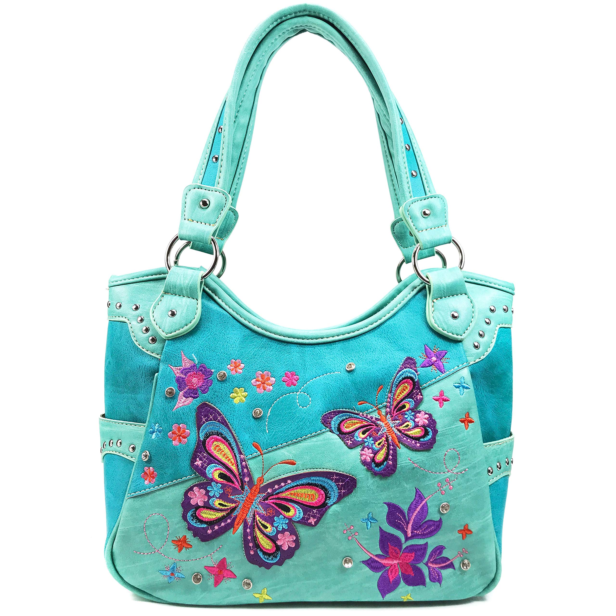 Zelris Butterfly Floral Embroidery Concealed Carry Tote Handbag Set - Stylish & Functional Purse for Women's Everyday Use, Shopping, and Travel
