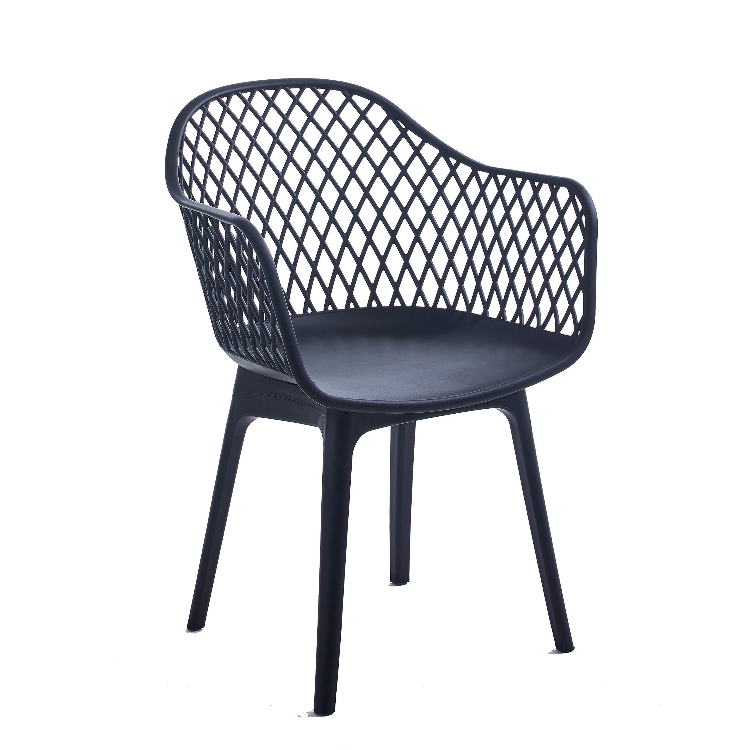 Porthos Home Miro Dining Chairs Set of 2 - Waterproof & Stain Resistant Plastic Chairs with Mid-Height Back, Geometric Pattern & Sturdy Legs - Modern Kitchen & Dining Room Furniture for Home, Restaurant & Cafe Use