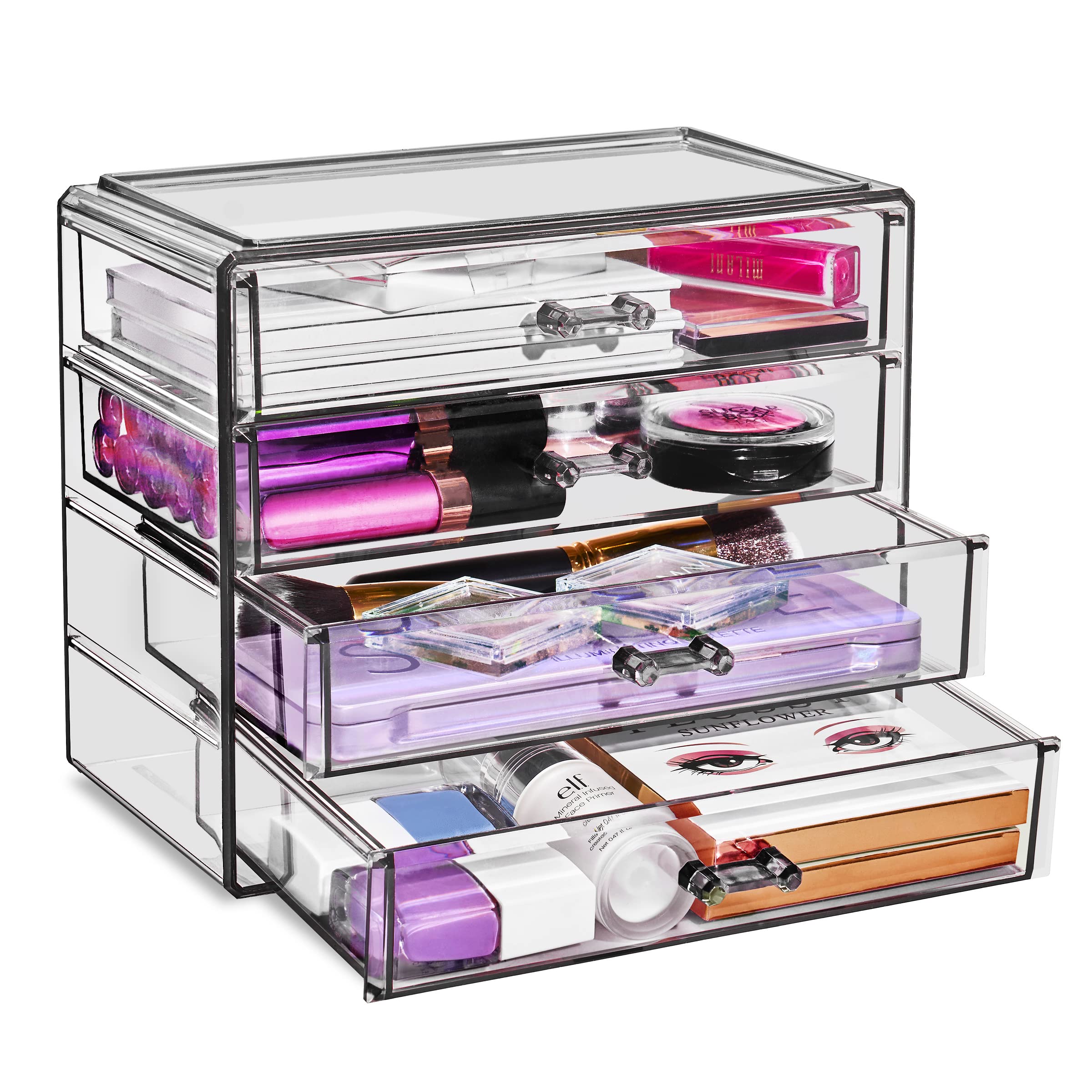 Sorbus 4-Drawer Acrylic Makeup Organizer - Clear Cosmetic Storage for Vanity, Jewelry & Beauty Supplies | Perfect for Bathroom Counter, College Dorm & Girls Room Organization
