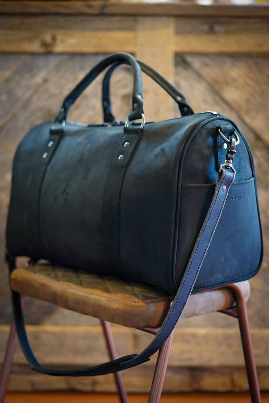 Premium Nubuck Onyx Overnight Duffle Bag - Water-Resistant Travel Duffel for Gym, Weekend Trips & Carry-On Luggage