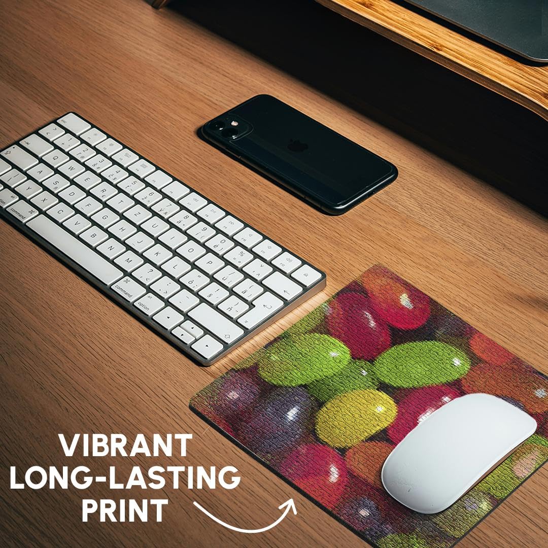 3D Rose Jellybeans in Mosaic Design Mouse Pad - Non-Slip Rubber Base, Smooth Surface for Computer & Gaming - Perfect for Office, Home, and Gaming Setups