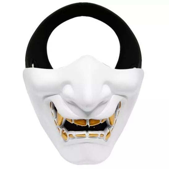 Hannya Half Face Tactical Devil Mask - Samurai Demon Halloween Cosplay Mask for Airsoft, Paintball, Motorcycle Riding & Costume Parties
