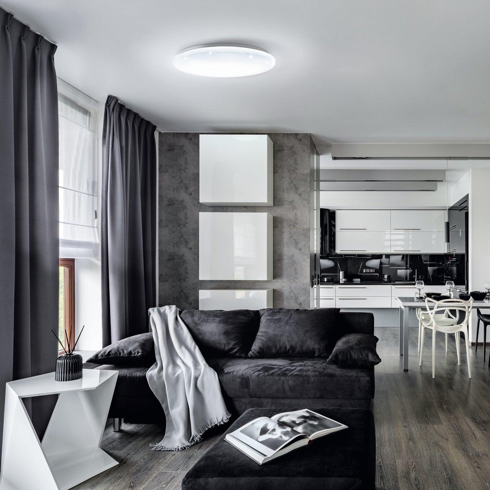 Eglo Giron 57cm LED Flush Mount Ceiling Light with Remote Control - Dimmable Modern Lighting for Bedroom, Living Room & Kitchen