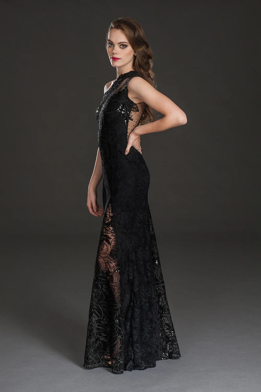Elegant Embellished One Shoulder Evening Gown - Black | Formal Dresses for Prom, Wedding & Special Occasions